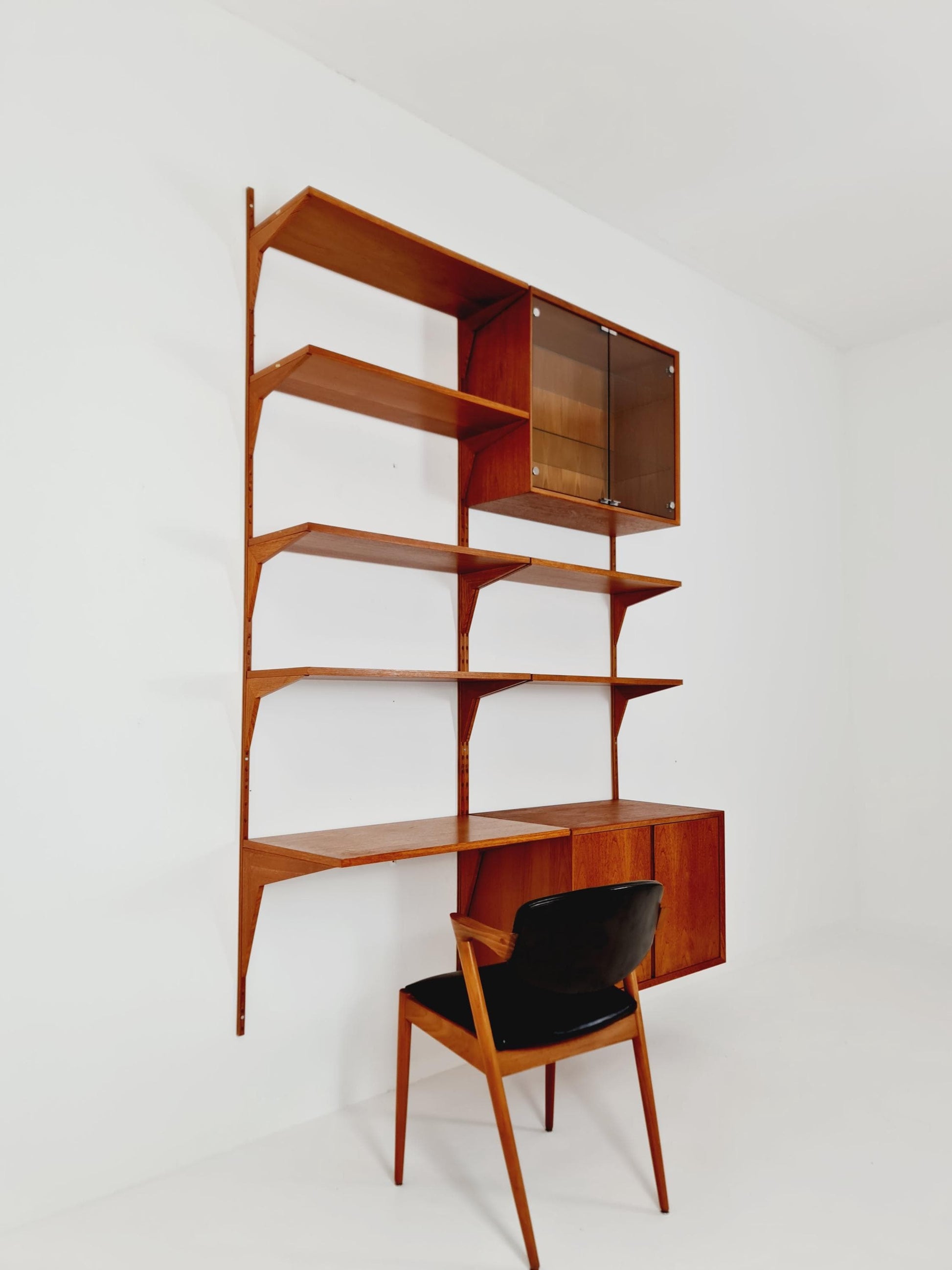 Mid century Danish Teak Wall Unit with cabinet /Desk and vitrine by Poul Cadovius for Royal,Denmark, 1960s