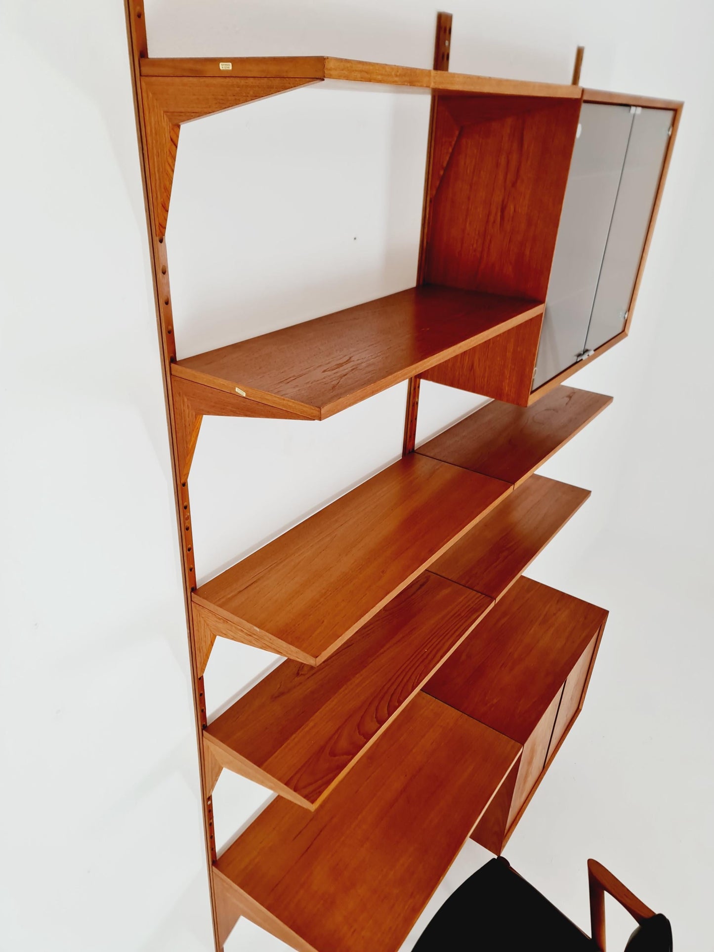 Mid century Danish Teak Wall Unit with cabinet /Desk and vitrine by Poul Cadovius for Royal,Denmark, 1960s