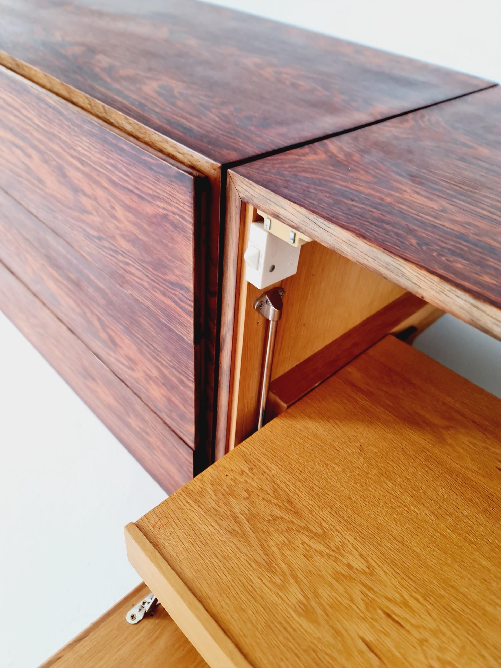 super Rare Mid-Century Modern Rosewood Wall Unit –with Record cabinet Floating Cabinet Set (4 Pieces)1960s
