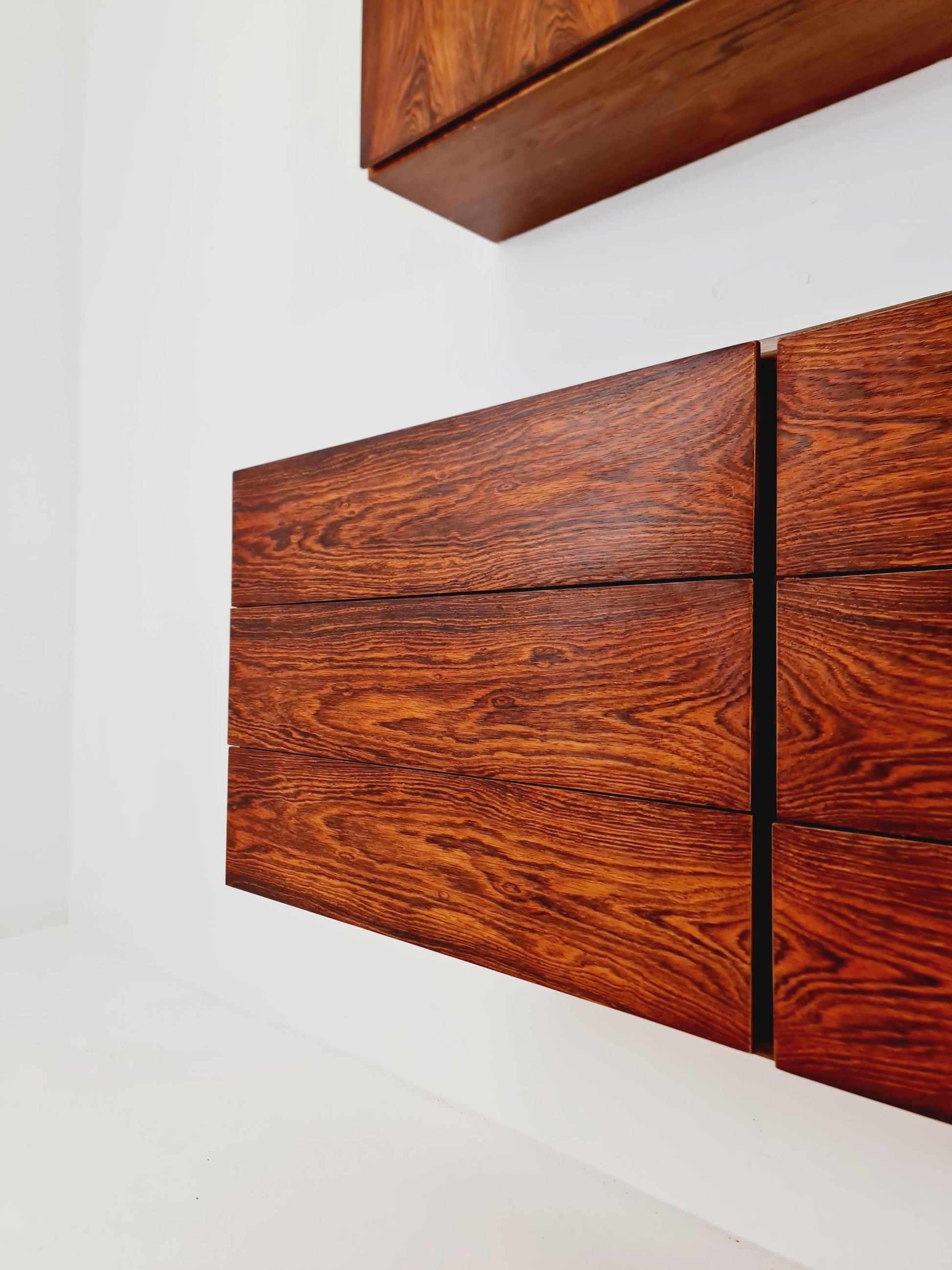 super Rare Mid-Century Modern Rosewood Wall Unit –with Record cabinet Floating Cabinet Set (4 Pieces)1960s