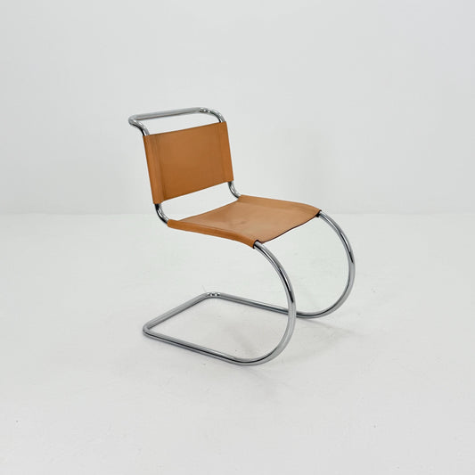 Mid century MR10 cognac chair by Ludwig Mies Van Der Rohe from Italy 1980s