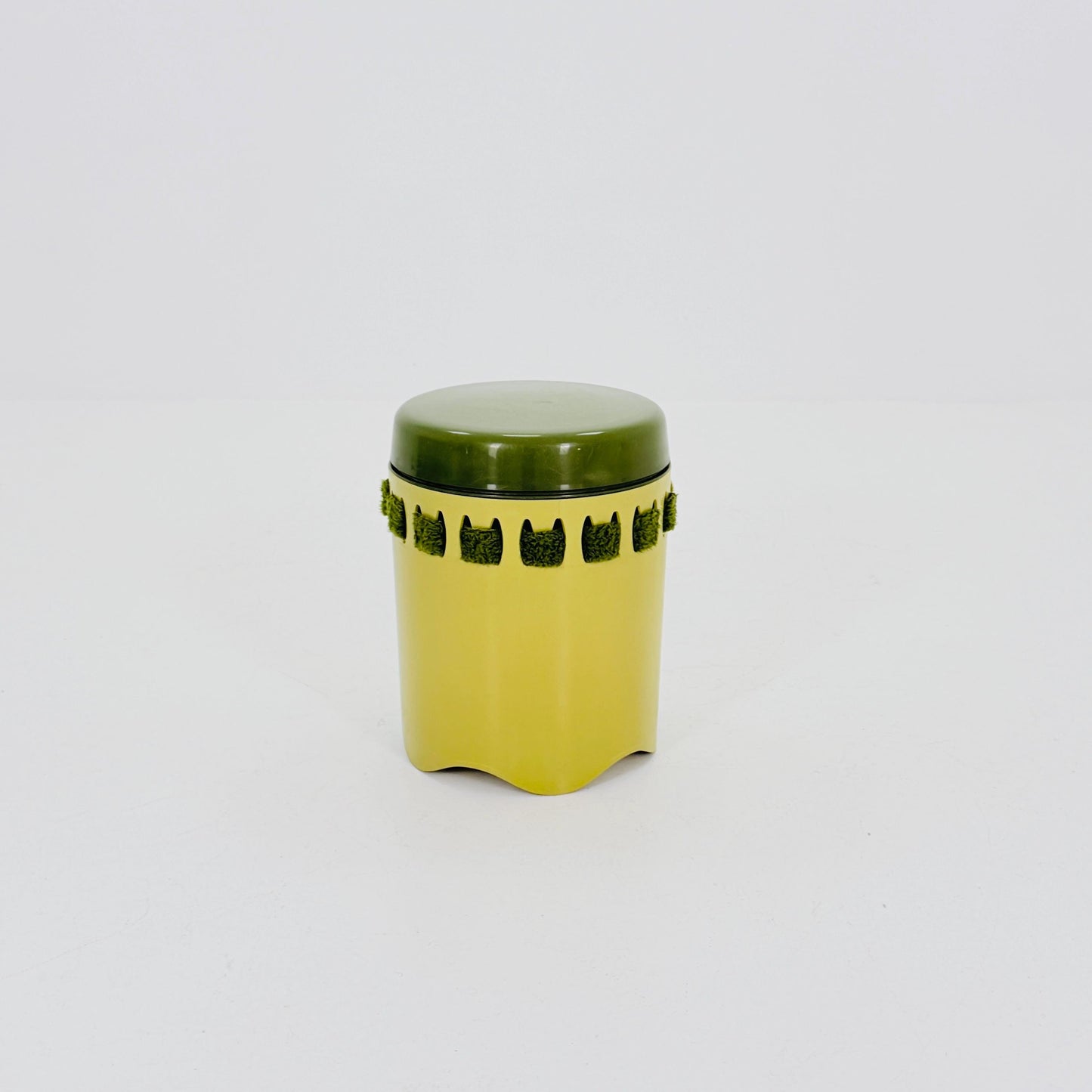 Mid century green laundry basket- Strom by EMSA, West German stool with storage space, Space Age stool 1970s