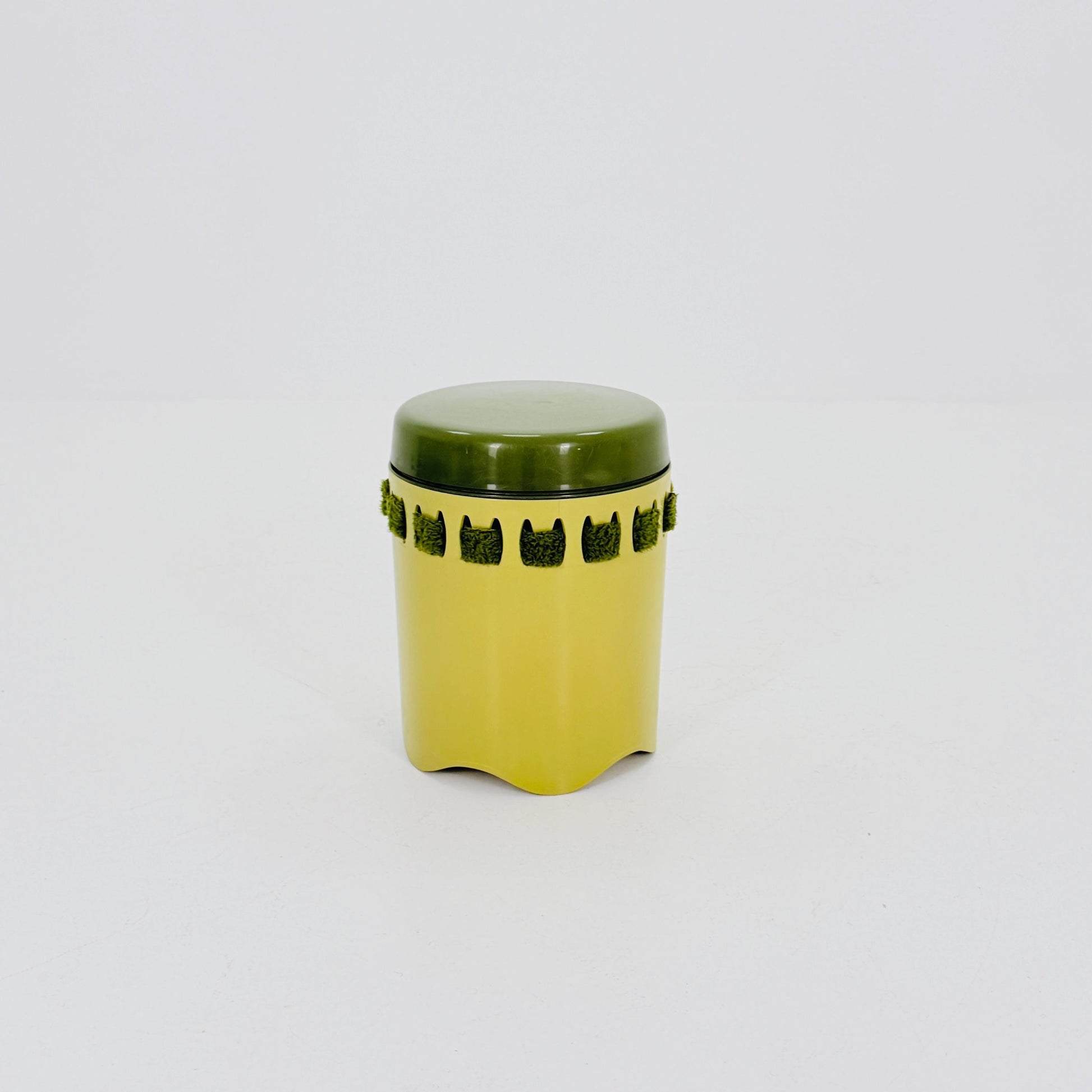 Mid century green laundry basket- Strom by EMSA, West German stool with storage space, Space Age stool 1970s
