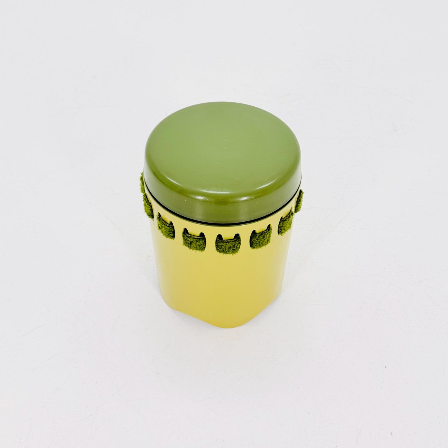 Mid century green laundry basket- Strom by EMSA, West German stool with storage space, Space Age stool 1970s