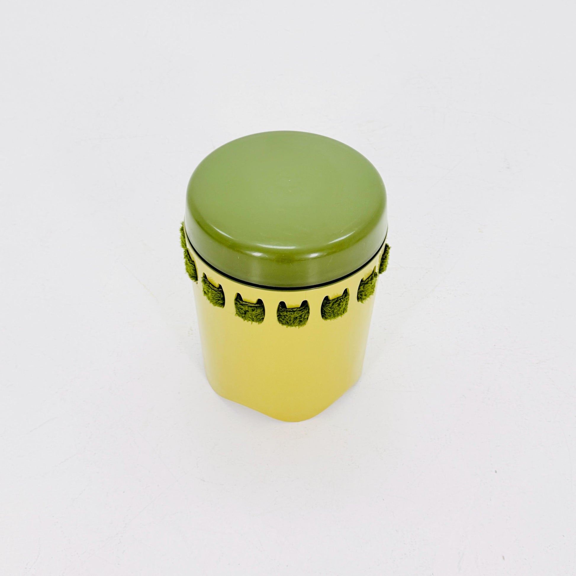 Mid century green laundry basket- Strom by EMSA, West German stool with storage space, Space Age stool 1970s