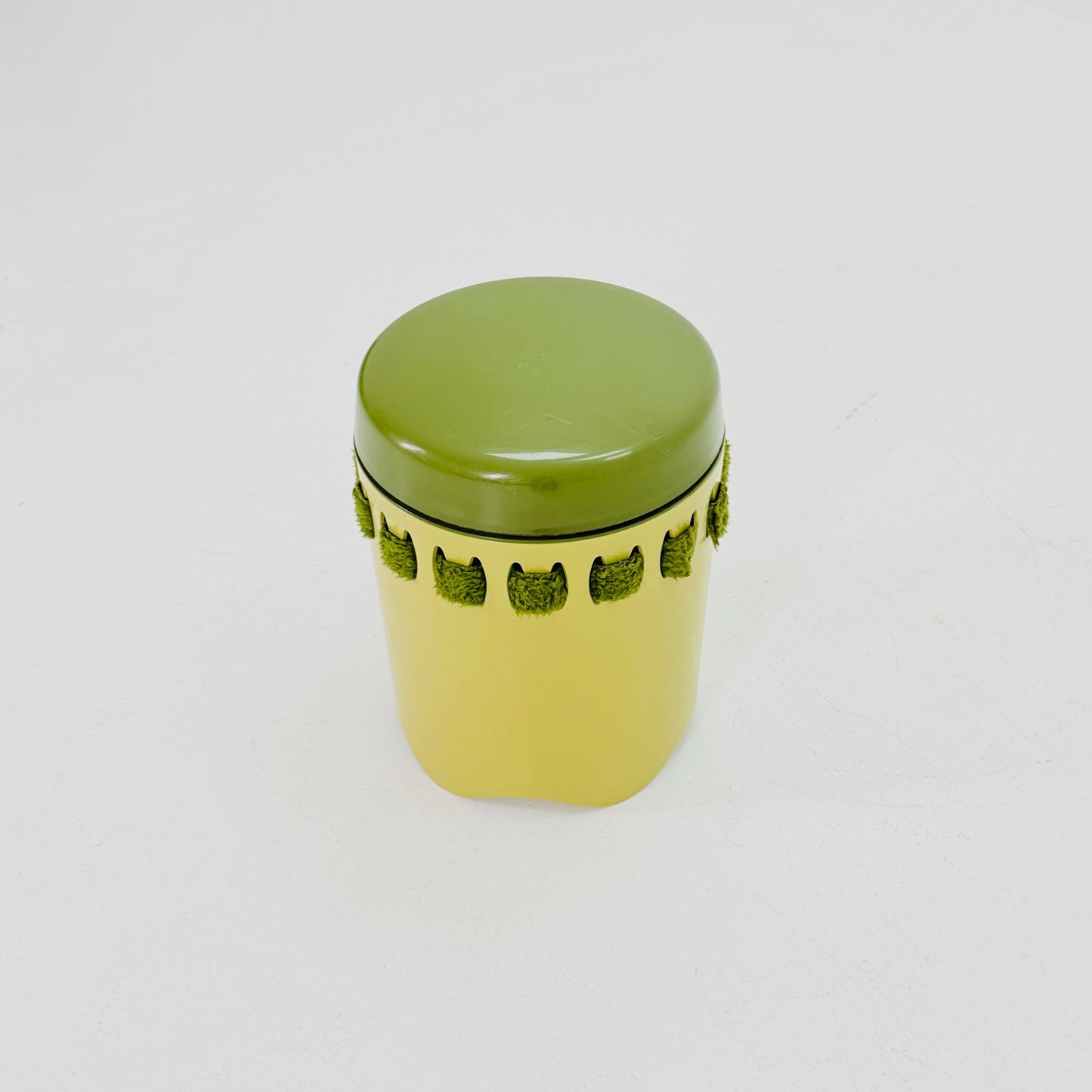 Mid century green laundry basket- Strom by EMSA, West German stool with storage space, Space Age stool 1970s