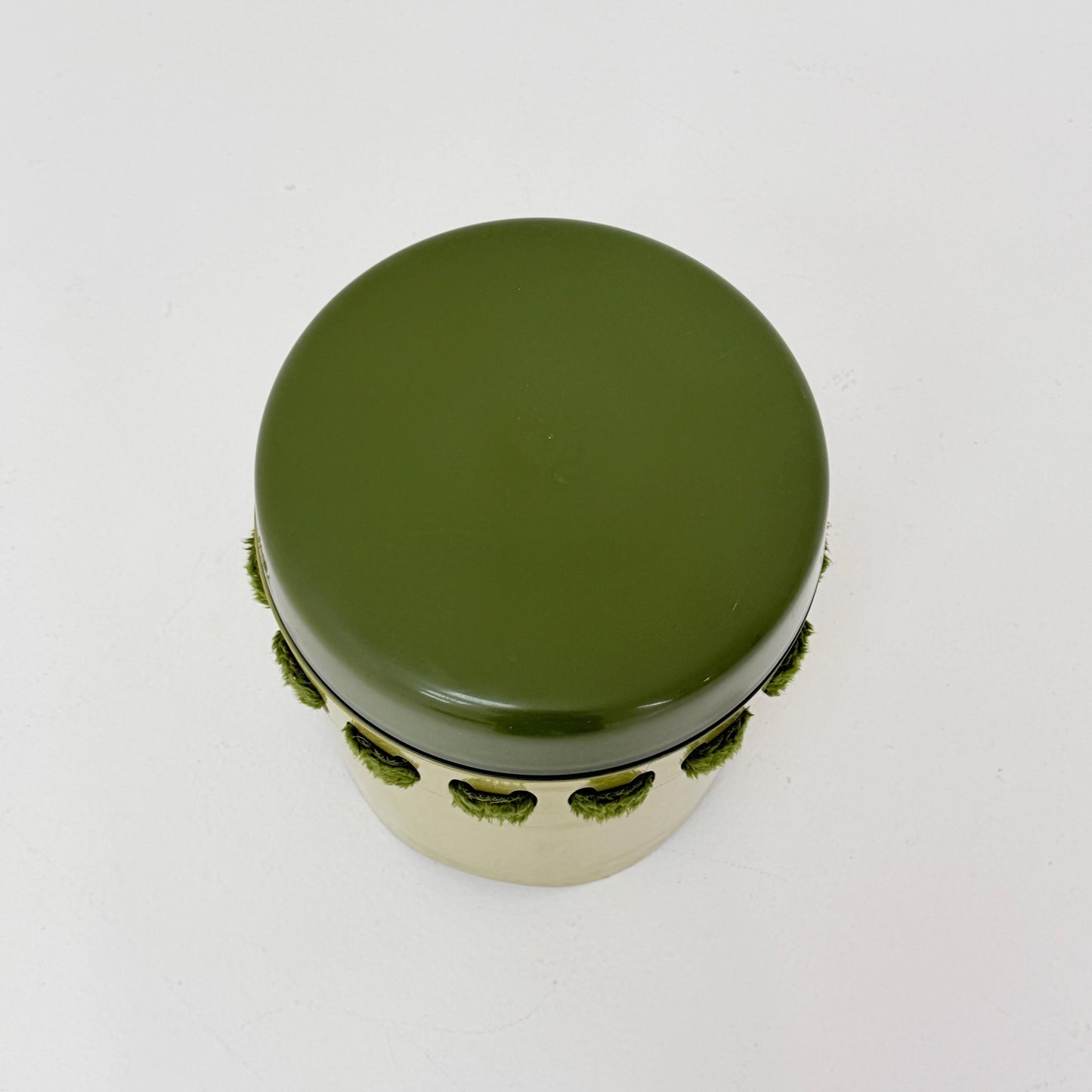 Mid century green laundry basket- Strom by EMSA, West German stool with storage space, Space Age stool 1970s