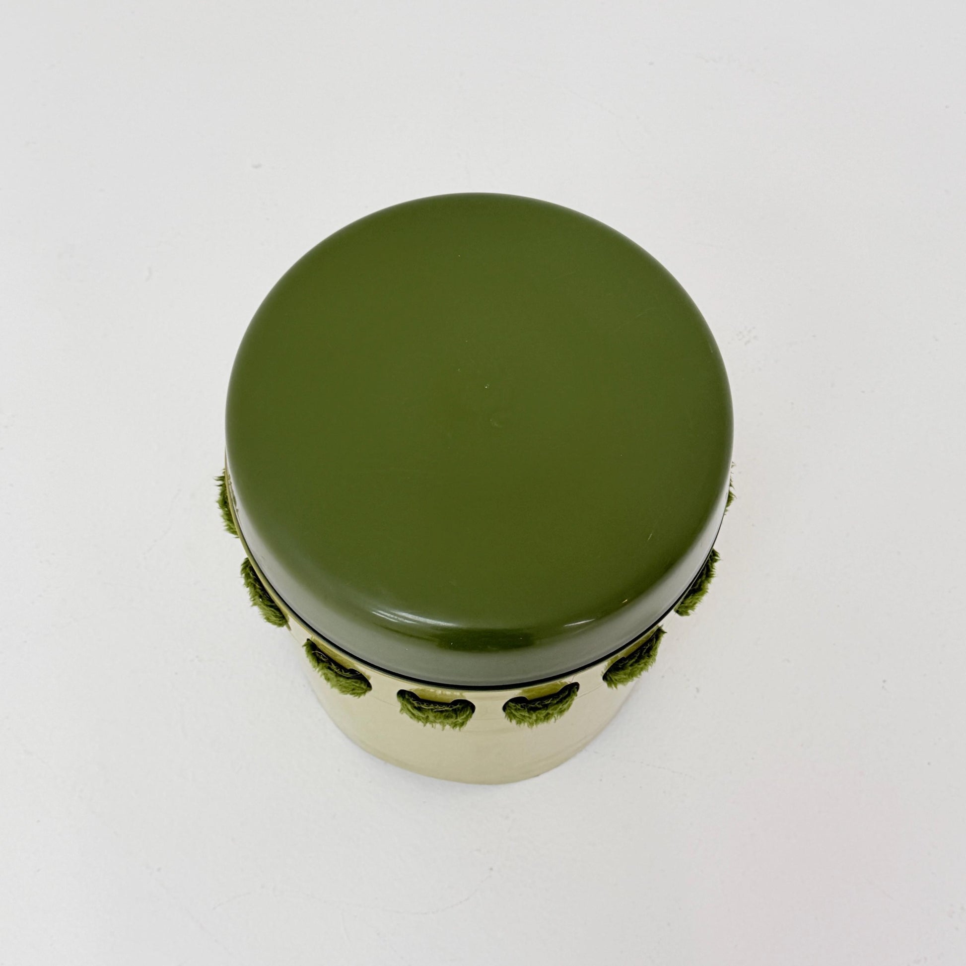 Mid century green laundry basket- Strom by EMSA, West German stool with storage space, Space Age stool 1970s