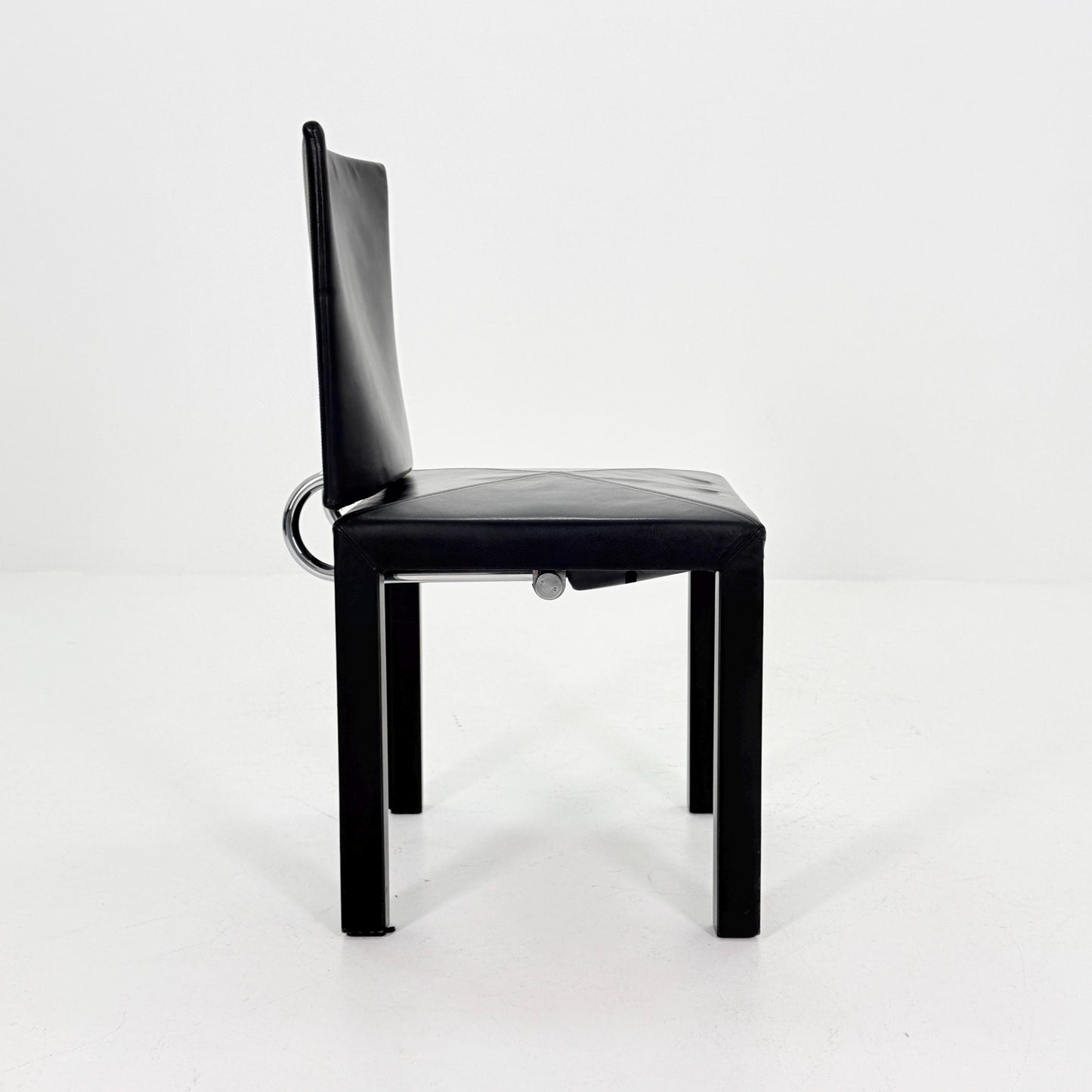 1 of 3 Mid Century Arcadia Dining Chairs by Paolo Piva for B&B Italia – Black Leather 1980s Italy