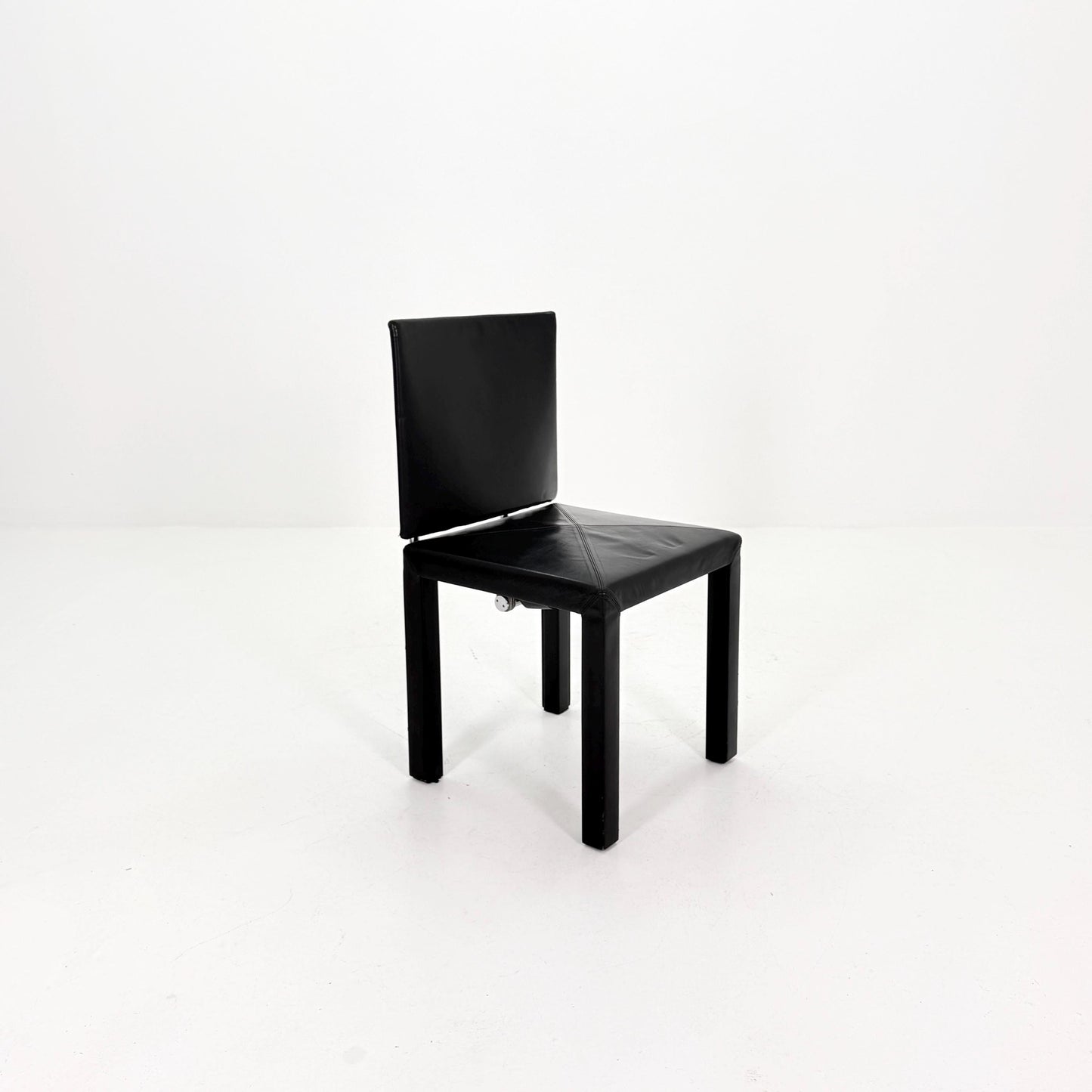 1 of 3 Mid Century Arcadia Dining Chairs by Paolo Piva for B&B Italia – Black Leather 1980s Italy