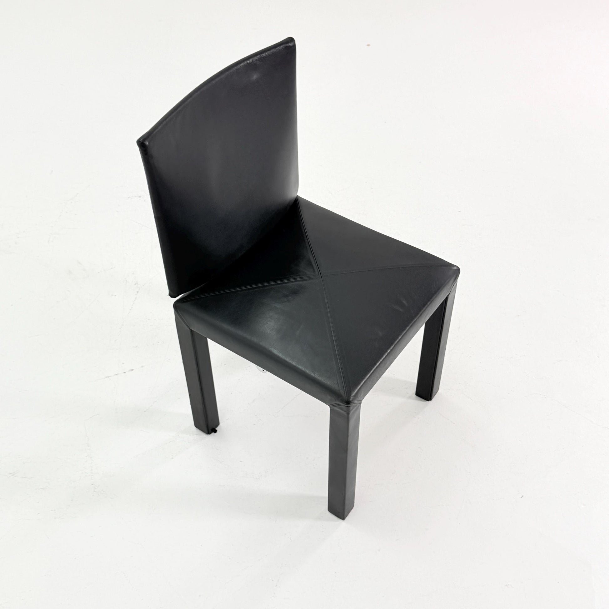 1 of 3 Mid Century Arcadia Dining Chairs by Paolo Piva for B&B Italia – Black Leather 1980s Italy