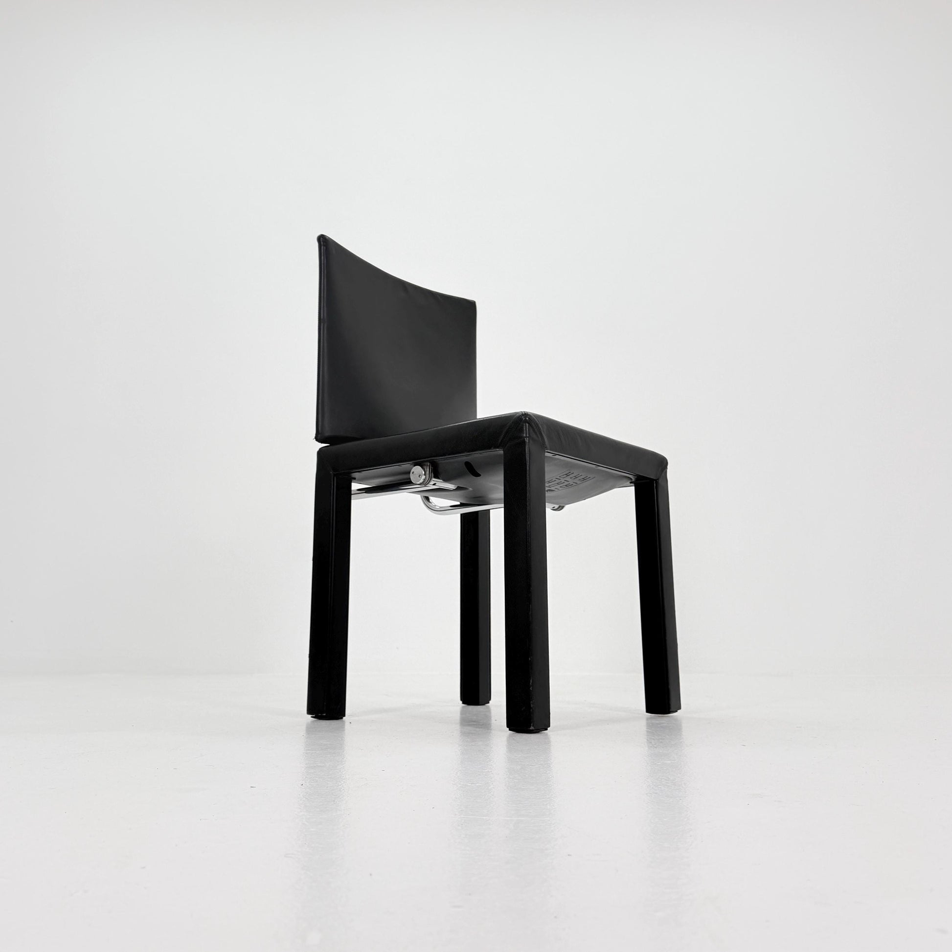 1 of 3 Mid Century Arcadia Dining Chairs by Paolo Piva for B&B Italia – Black Leather 1980s Italy