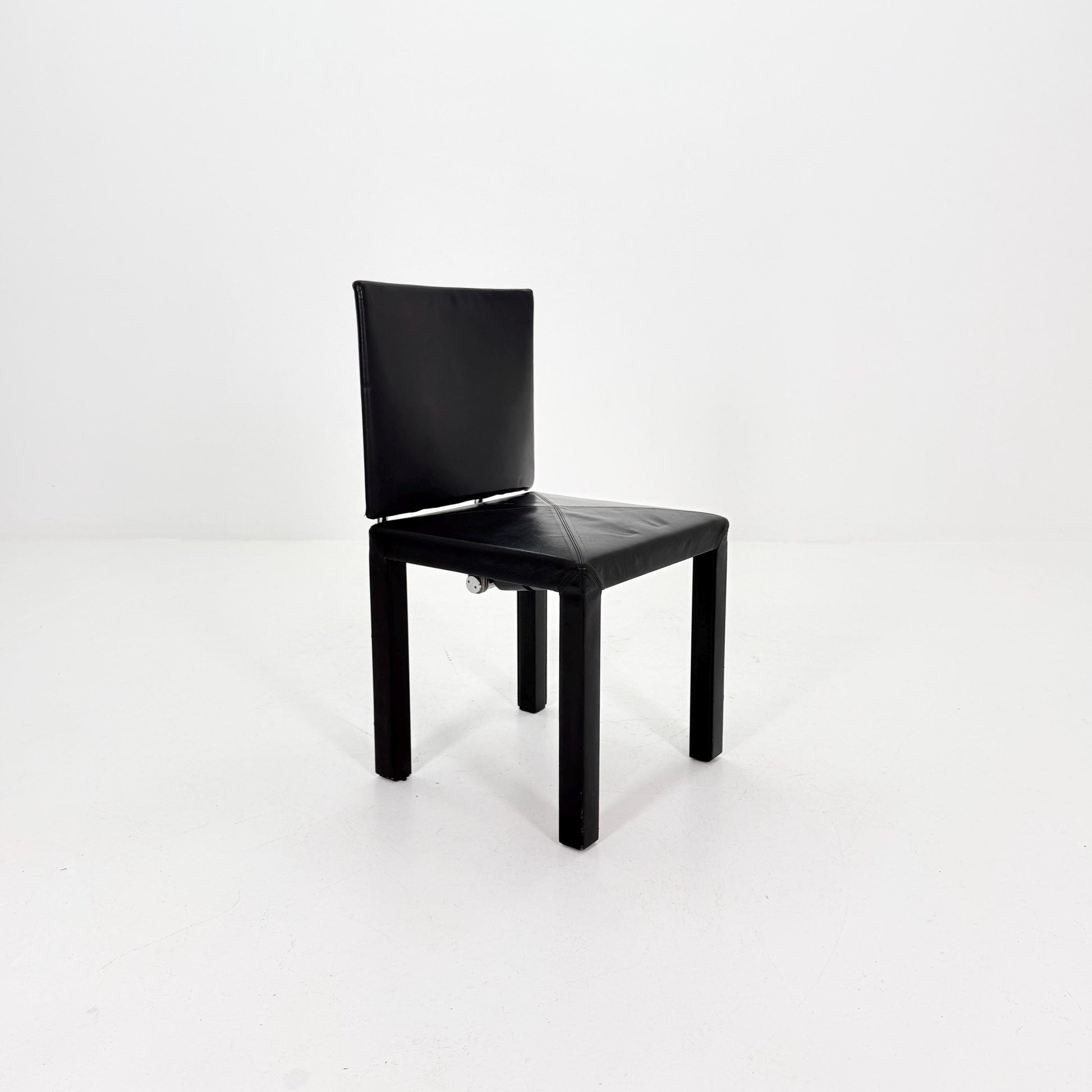 1 of 3 Mid Century Arcadia Dining Chairs by Paolo Piva for B&B Italia – Black Leather 1980s Italy