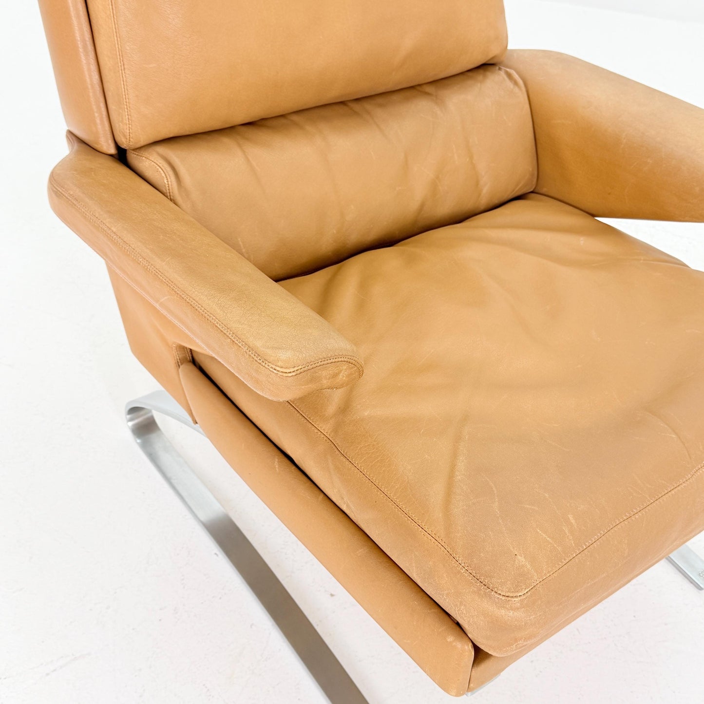 Mid Century Swing Lounge Chair by Reinhold Adolf & Hans-Jürgen Schröpfer for COR – Cognac Leather - Chrome Steel, Germany 1970s