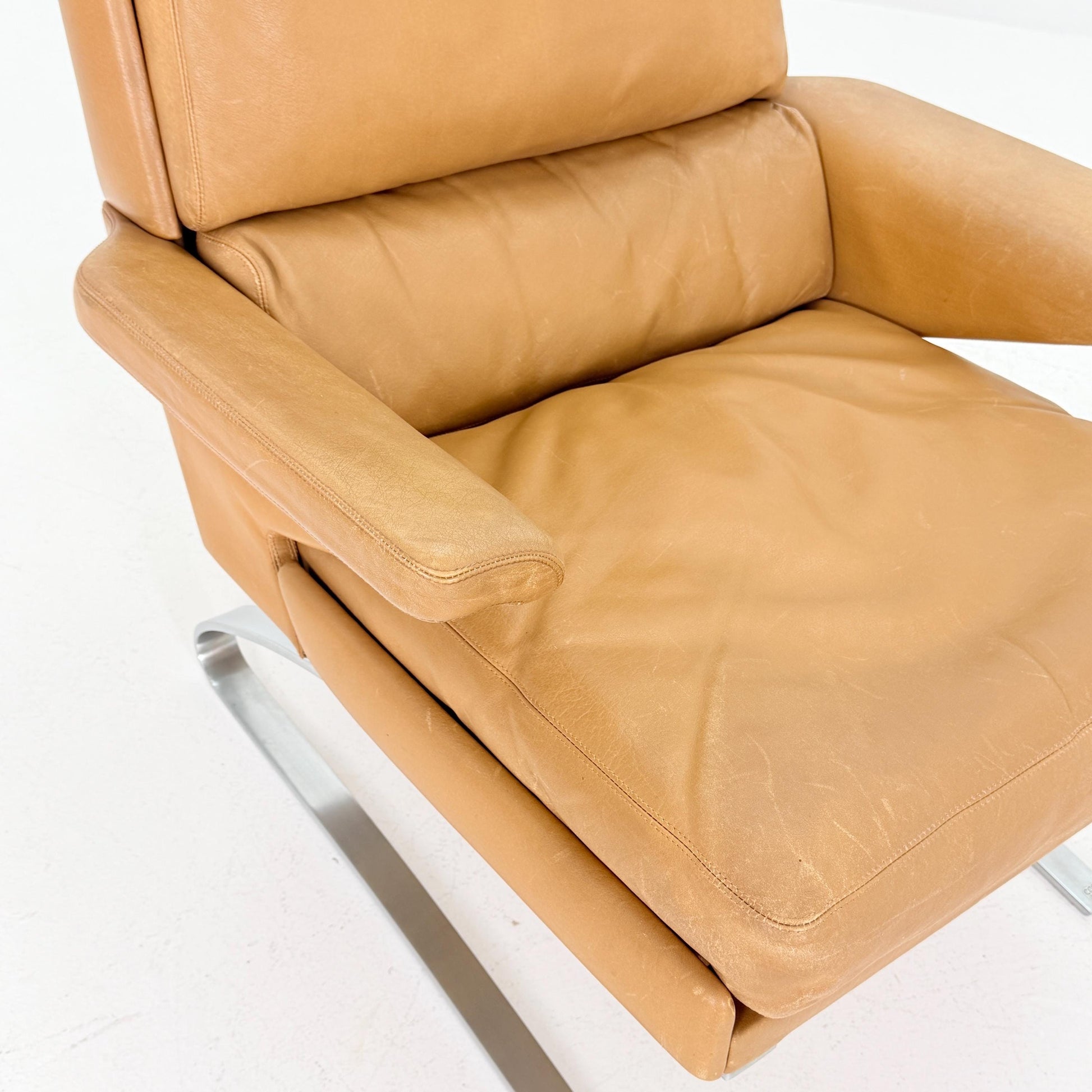 Mid Century Swing Lounge Chair by Reinhold Adolf & Hans-Jürgen Schröpfer for COR – Cognac Leather - Chrome Steel, Germany 1970s