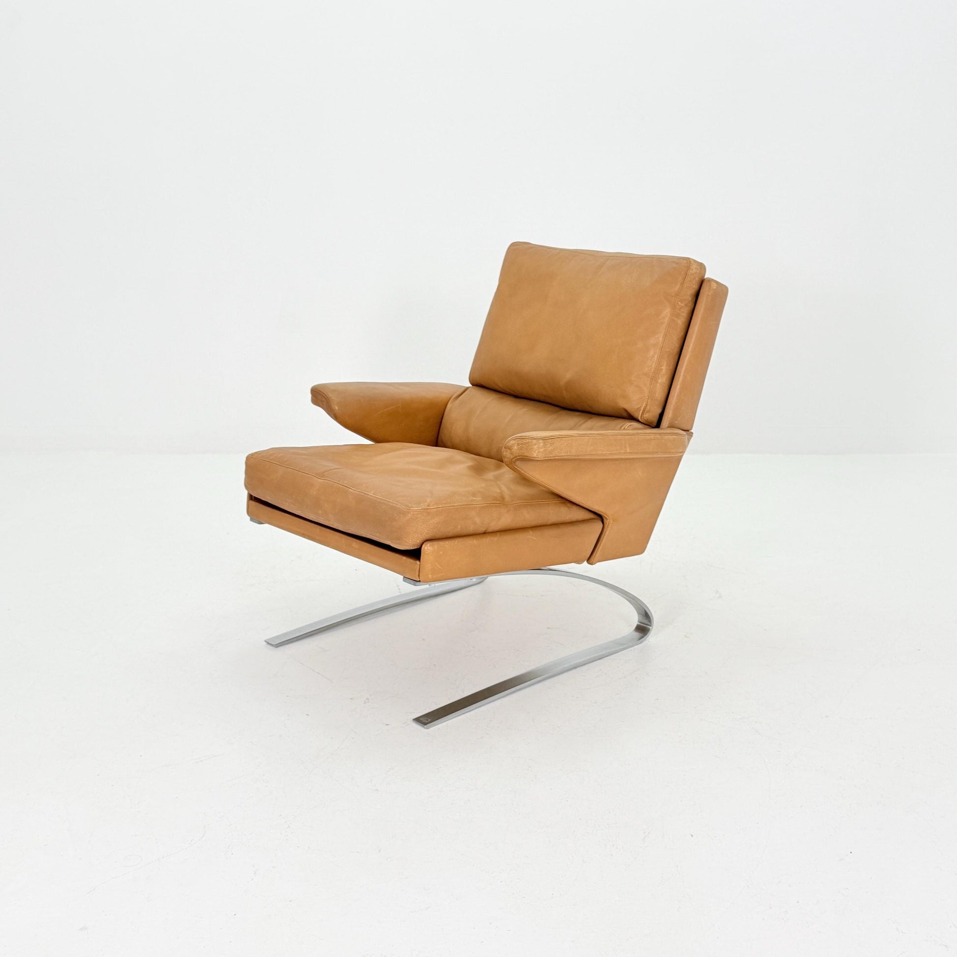 Mid Century Swing Lounge Chair by Reinhold Adolf & Hans-Jürgen Schröpfer for COR – Cognac Leather - Chrome Steel, Germany 1970s