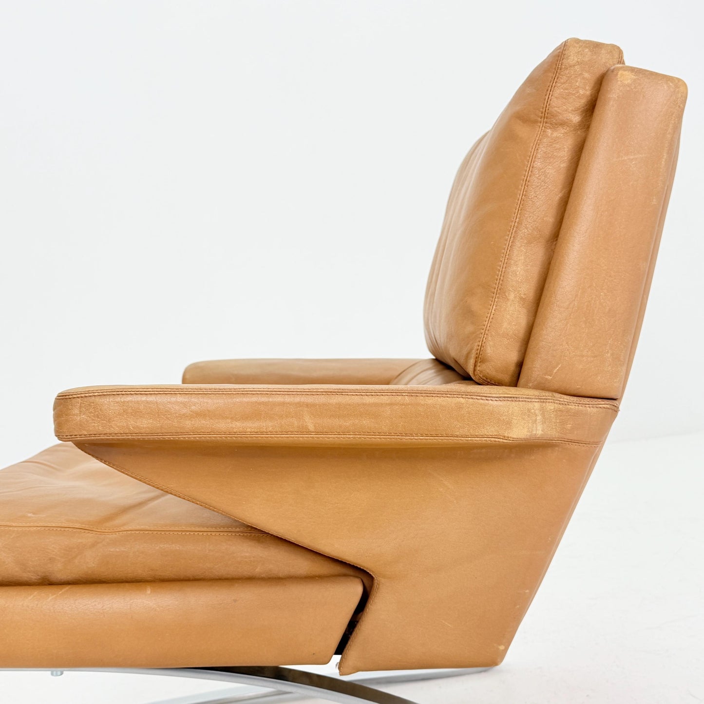 Mid Century Swing Lounge Chair by Reinhold Adolf & Hans-Jürgen Schröpfer for COR – Cognac Leather - Chrome Steel, Germany 1970s