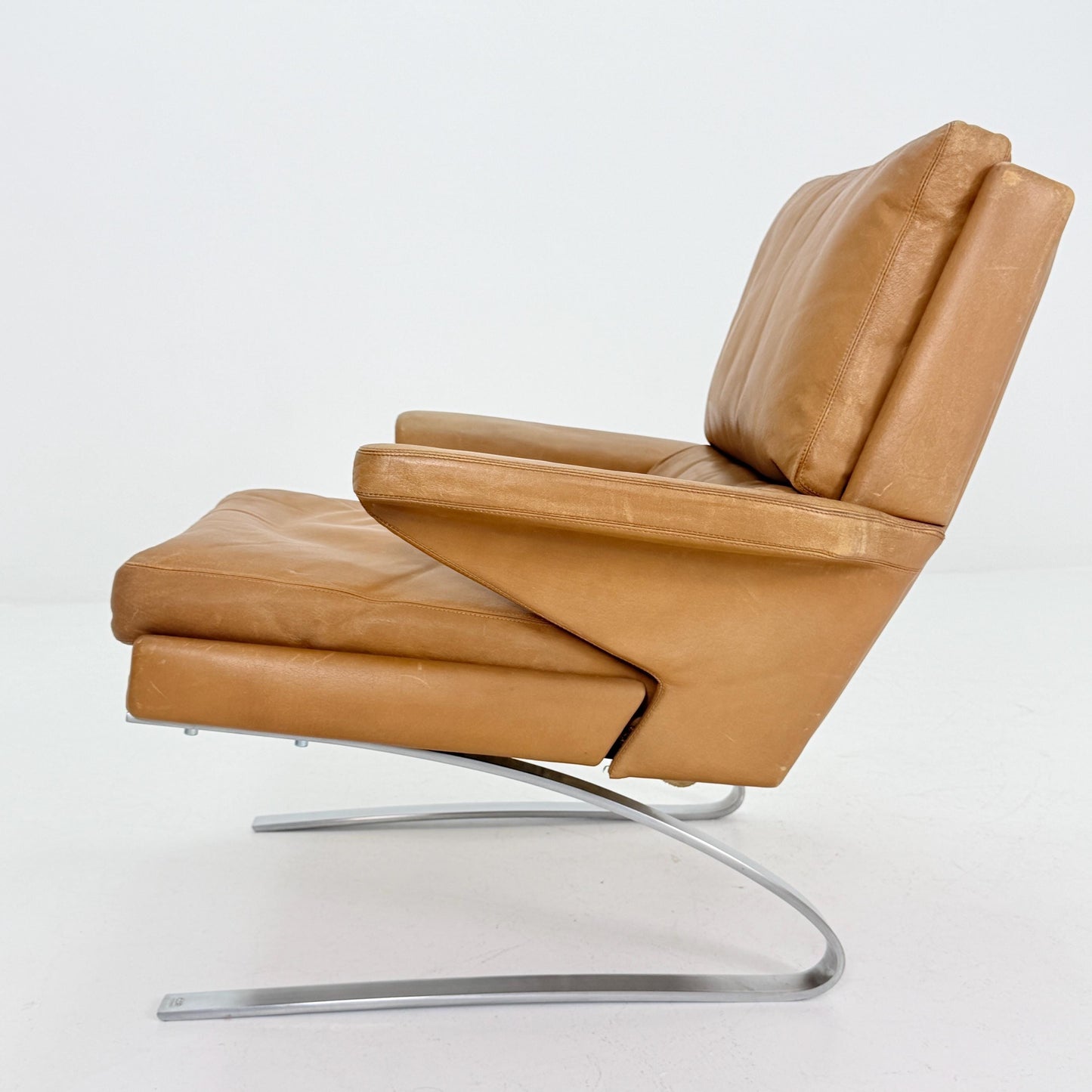 Mid Century Swing Lounge Chair by Reinhold Adolf & Hans-Jürgen Schröpfer for COR – Cognac Leather - Chrome Steel, Germany 1970s