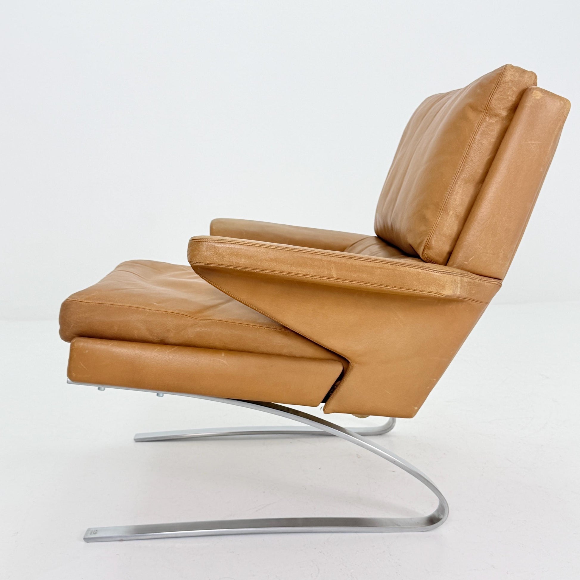 Mid Century Swing Lounge Chair by Reinhold Adolf & Hans-Jürgen Schröpfer for COR – Cognac Leather - Chrome Steel, Germany 1970s