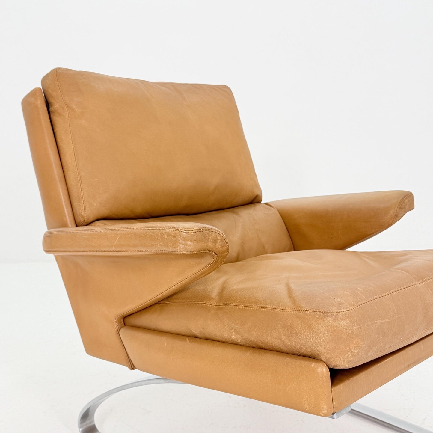 Mid Century Swing Lounge Chair by Reinhold Adolf & Hans-Jürgen Schröpfer for COR – Cognac Leather - Chrome Steel, Germany 1970s