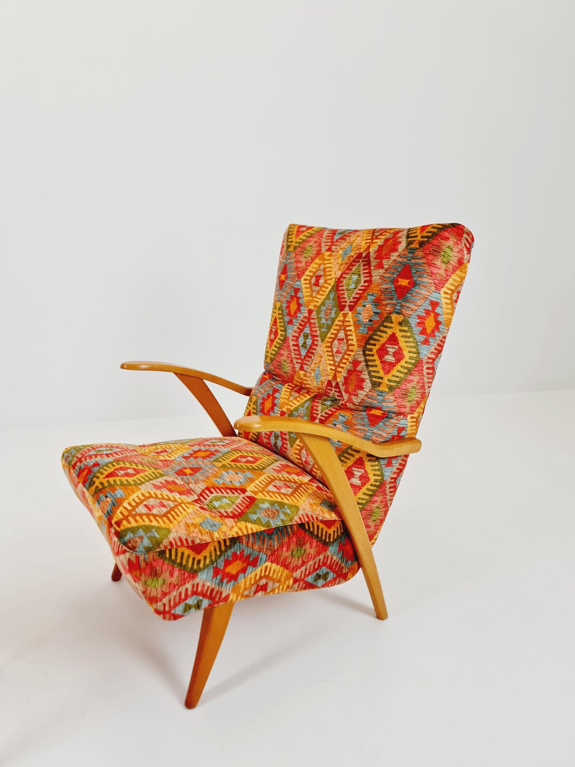Rare Midcentury German club lounge chair, with ottoman 1940s