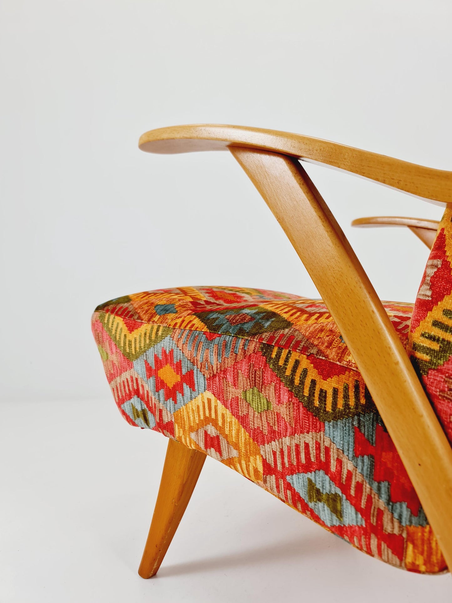 Rare Midcentury German club lounge chair, with ottoman 1940s