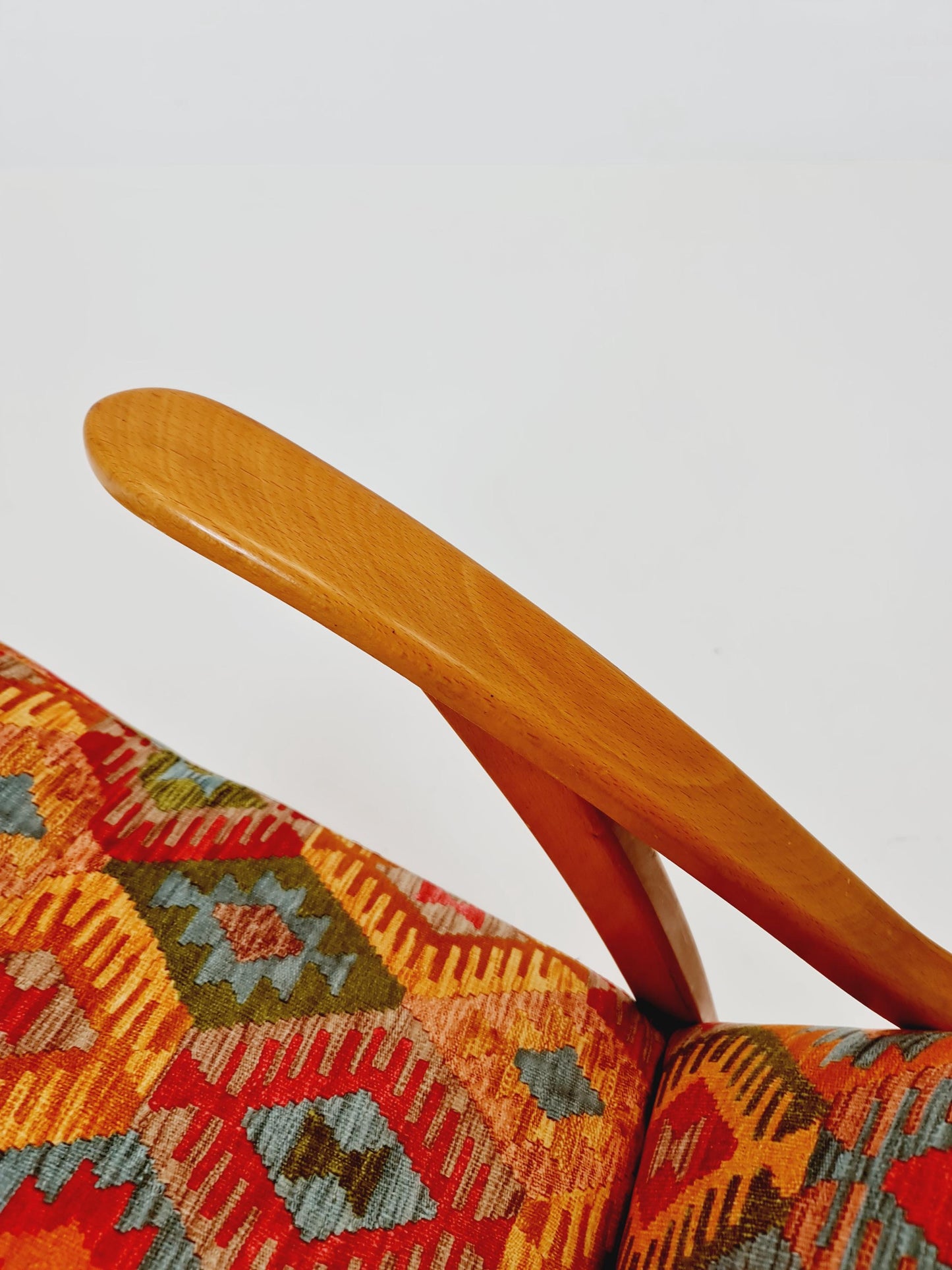 Rare Midcentury German club lounge chair, with ottoman 1940s