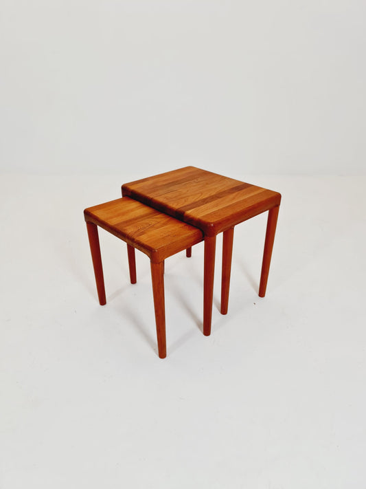 Midcentury Danish Solid teak nesting tables/ side tables by H.W Klein for Bramin 1960s