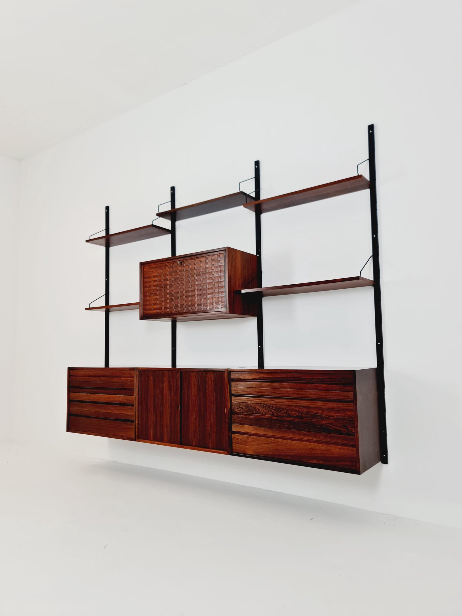 Big Mid century Danish Rosewood Wall Unit with 4 cabinets by Poul Cadovius for Cado, Denmark, 1960s