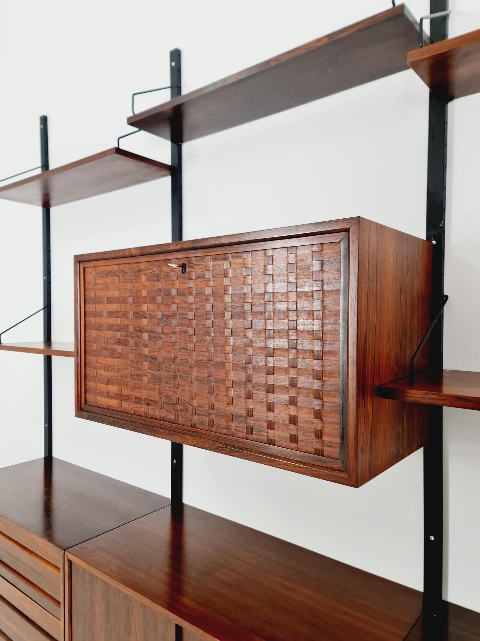 Big Mid century Danish Rosewood Wall Unit with 4 cabinets by Poul Cadovius for Cado, Denmark, 1960s