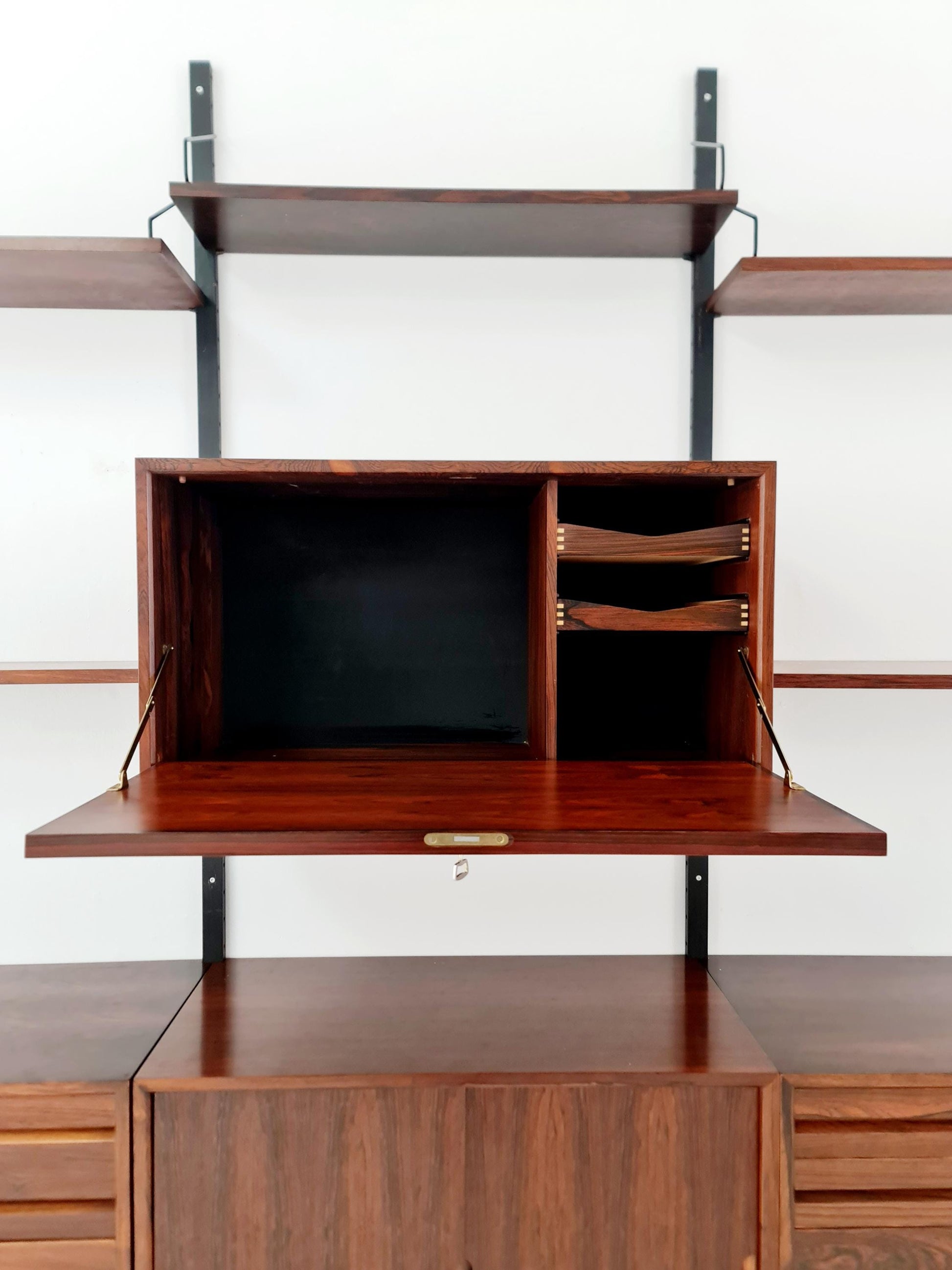 Big Mid century Danish Rosewood Wall Unit with 4 cabinets by Poul Cadovius for Cado, Denmark, 1960s