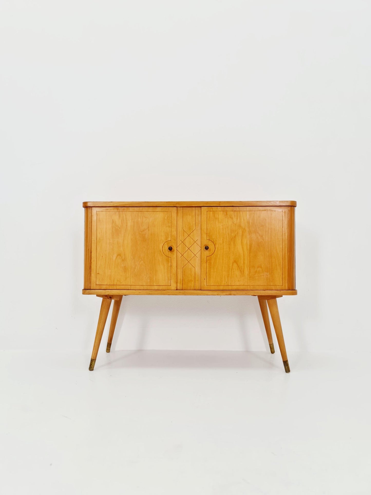 German mid-century Ash and beech small sideboard /side table, 1950s