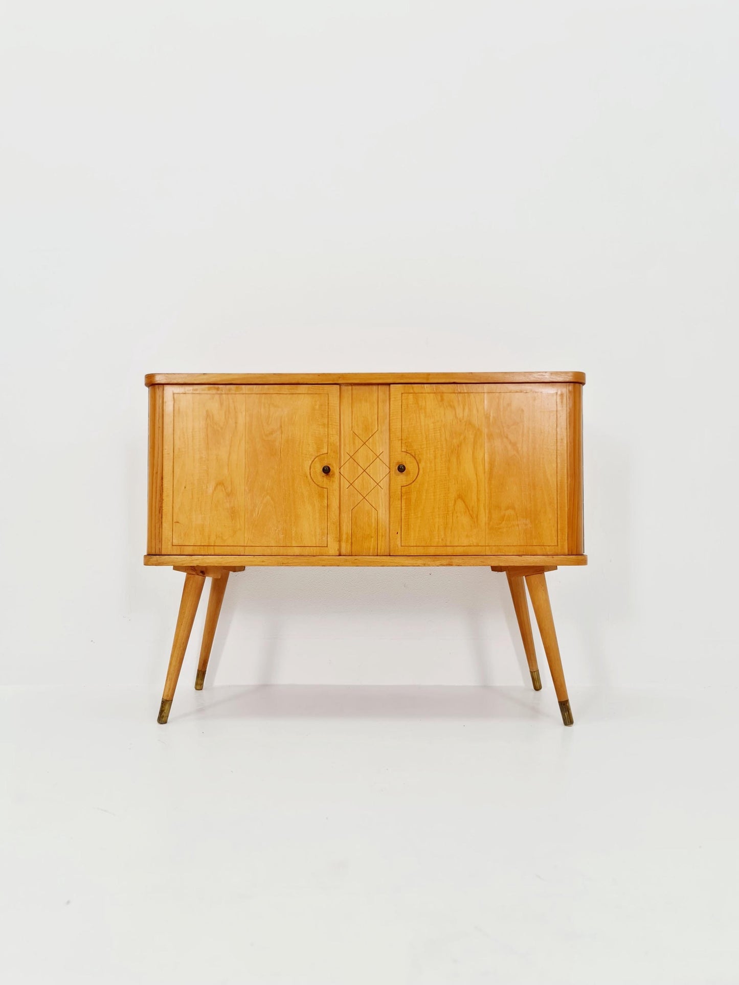 German mid-century Ash and beech small sideboard /side table, 1950s
