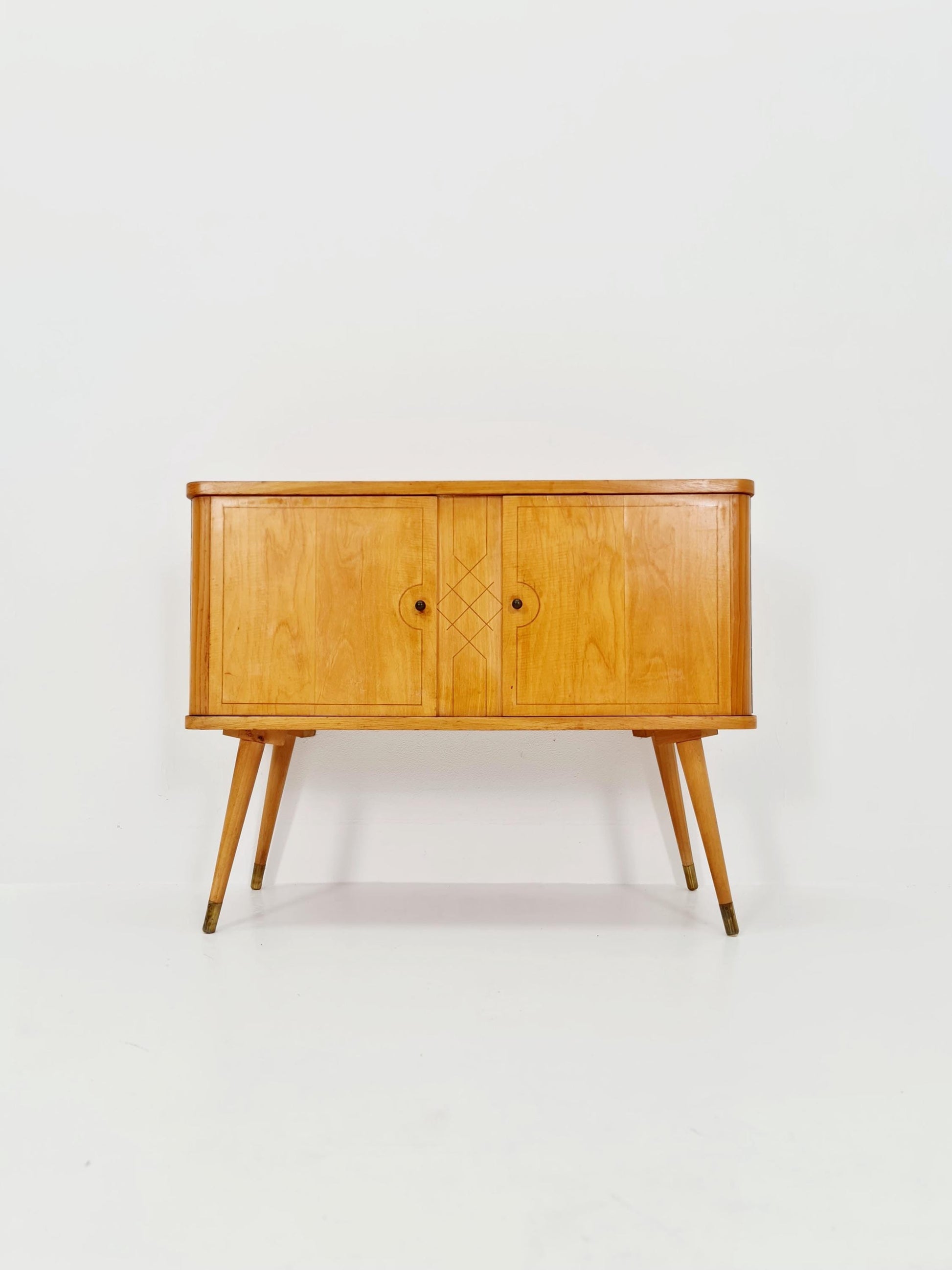 German mid-century Ash and beech small sideboard /side table, 1950s