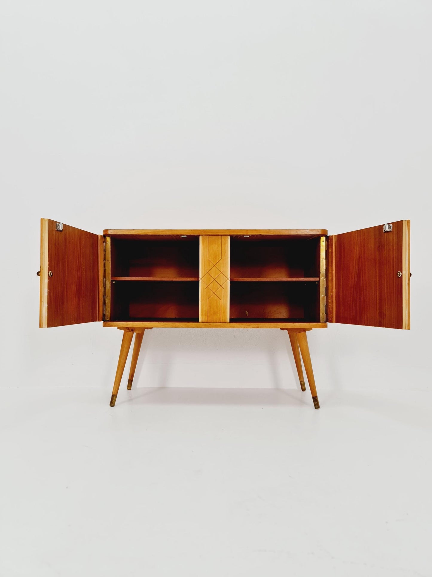 German mid-century Ash and beech small sideboard /side table, 1950s
