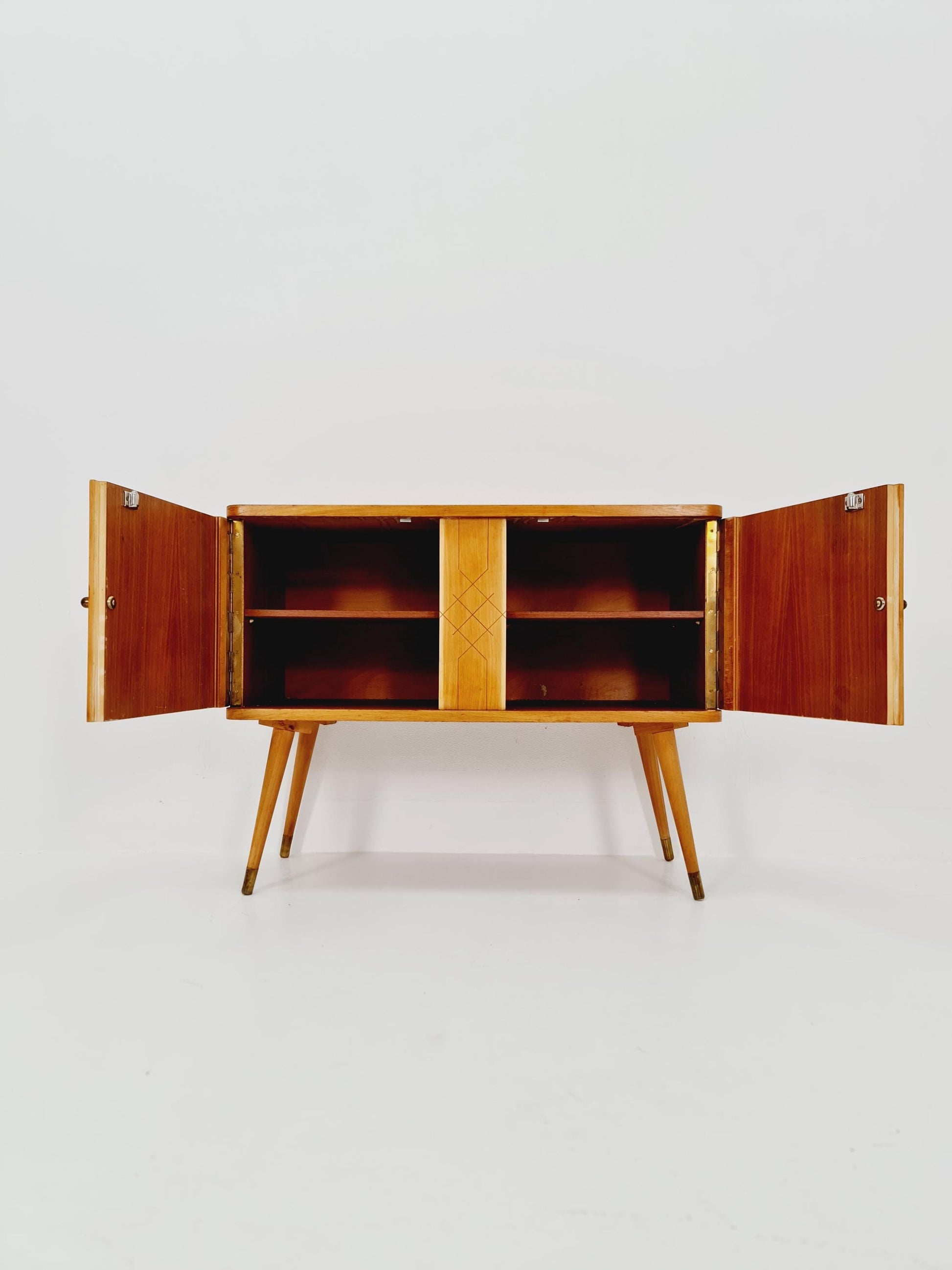 German mid-century Ash and beech small sideboard /side table, 1950s