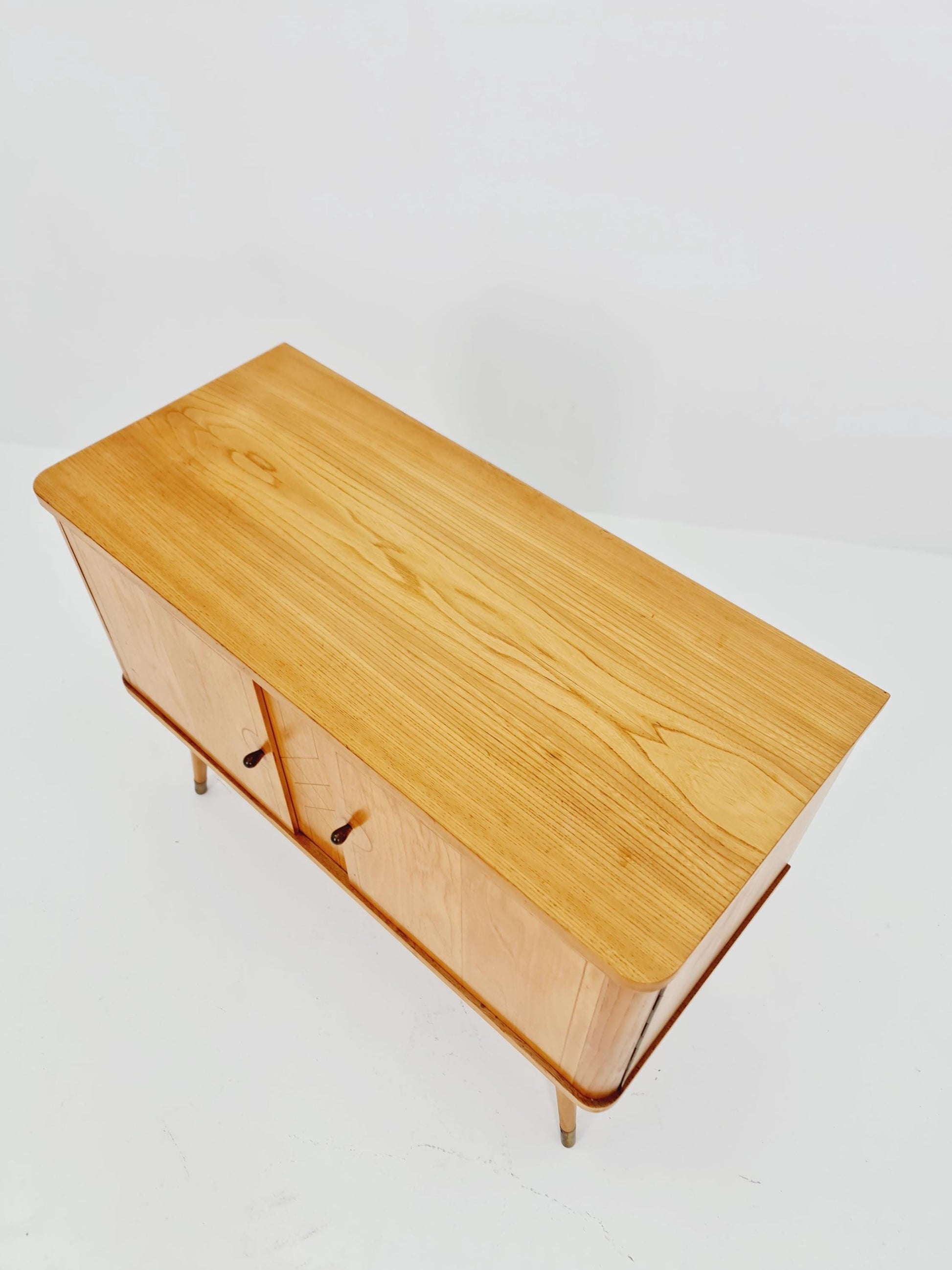 German mid-century Ash and beech small sideboard /side table, 1950s