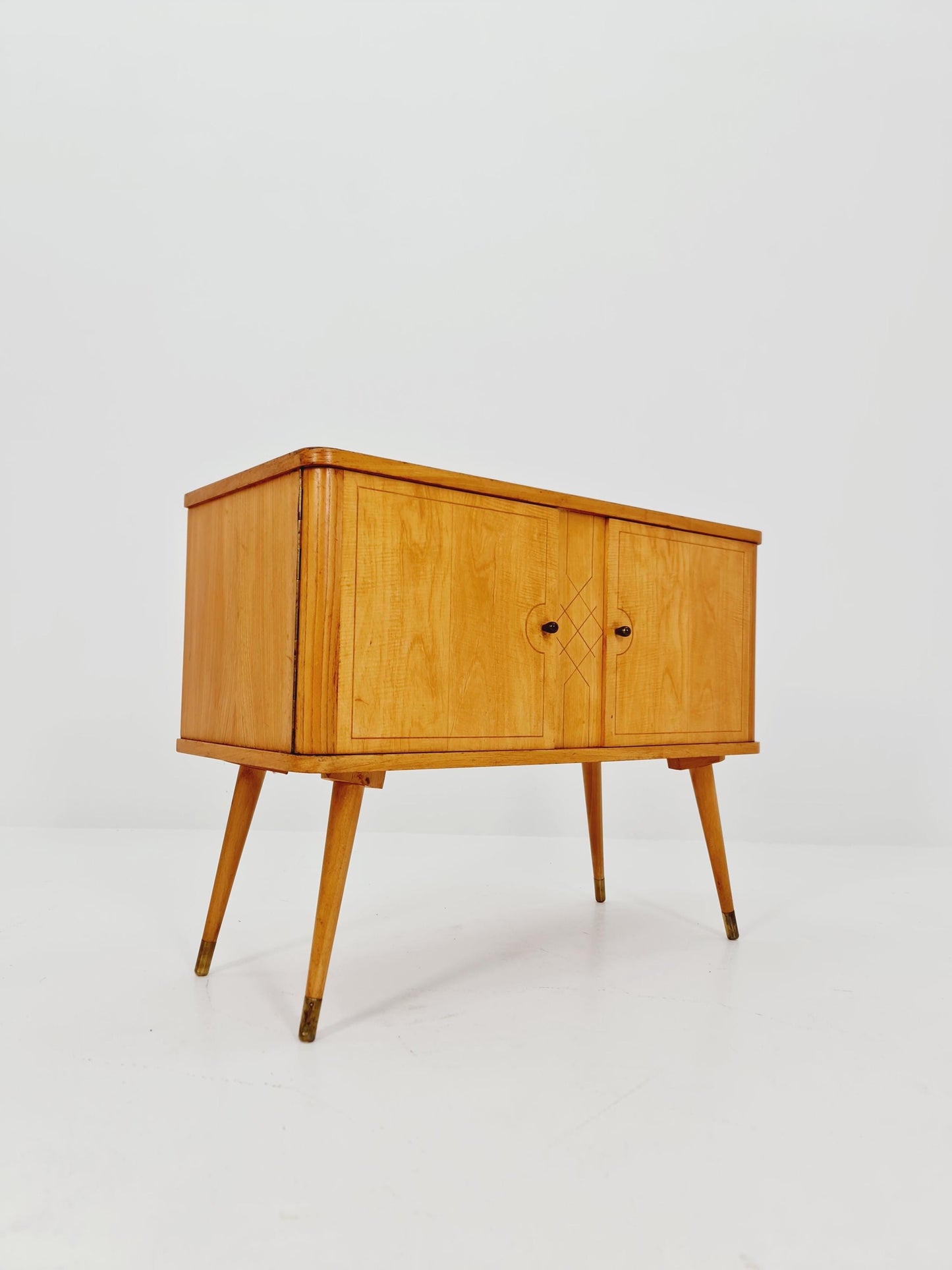 German mid-century Ash and beech small sideboard /side table, 1950s