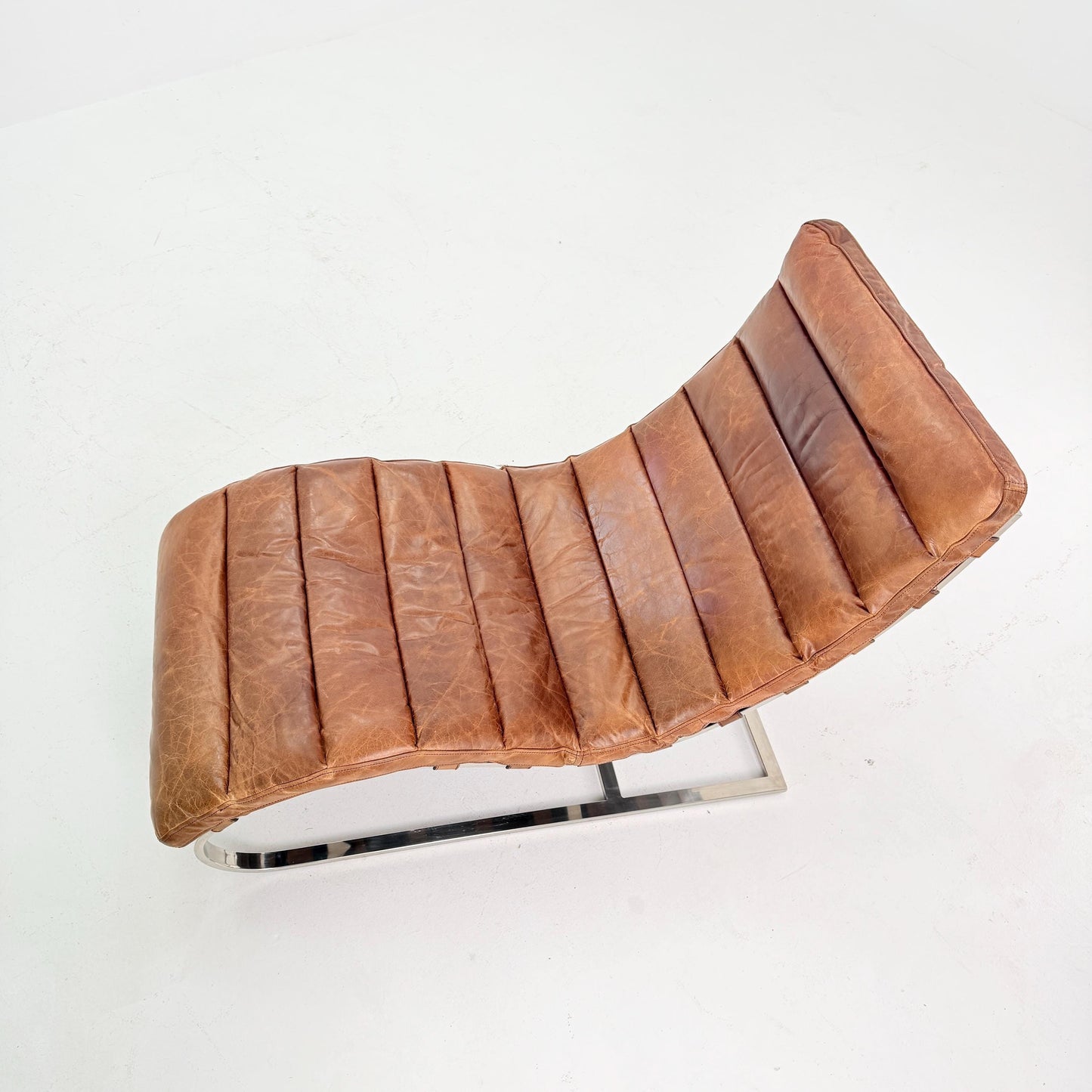 Mid Century Lounge chair leather and chrome, Ludwig Mies van der Rohe Italy 1980s