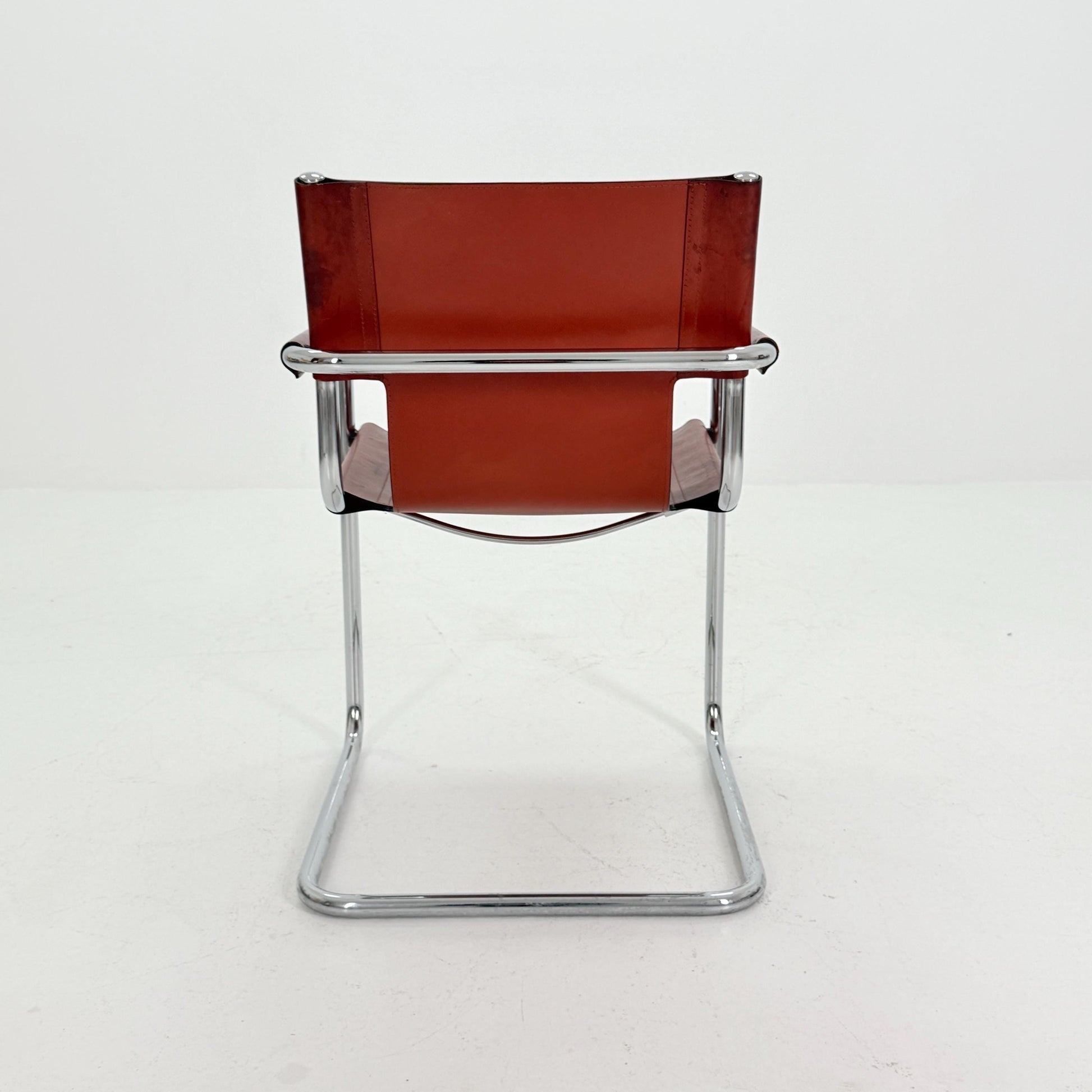 Mid century Bauhaus Matteo Grassi visitor chair MG5 in wine red leather 1970s Italy