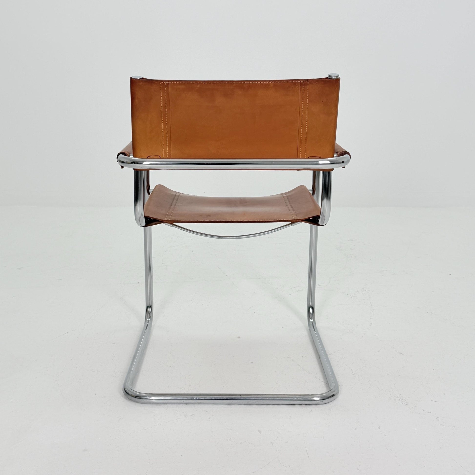 Mid century Bauhaus cognac armchair by Mart Stam & Marcel Breuer for Fasem Italy 1980s