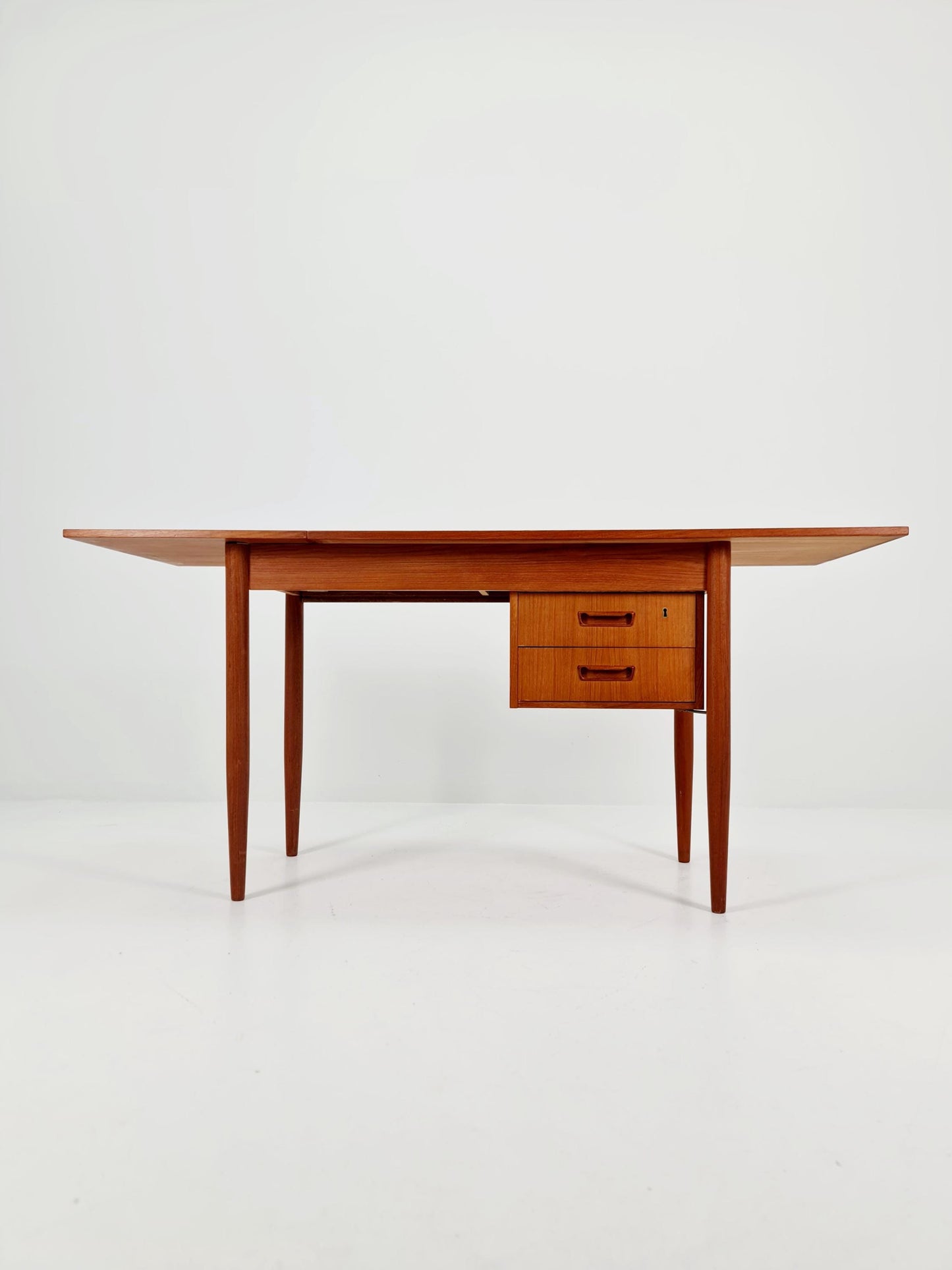Mid century Danish leaf Drop teak desk By Gunnar Nielsen Tibergaard , 1960s