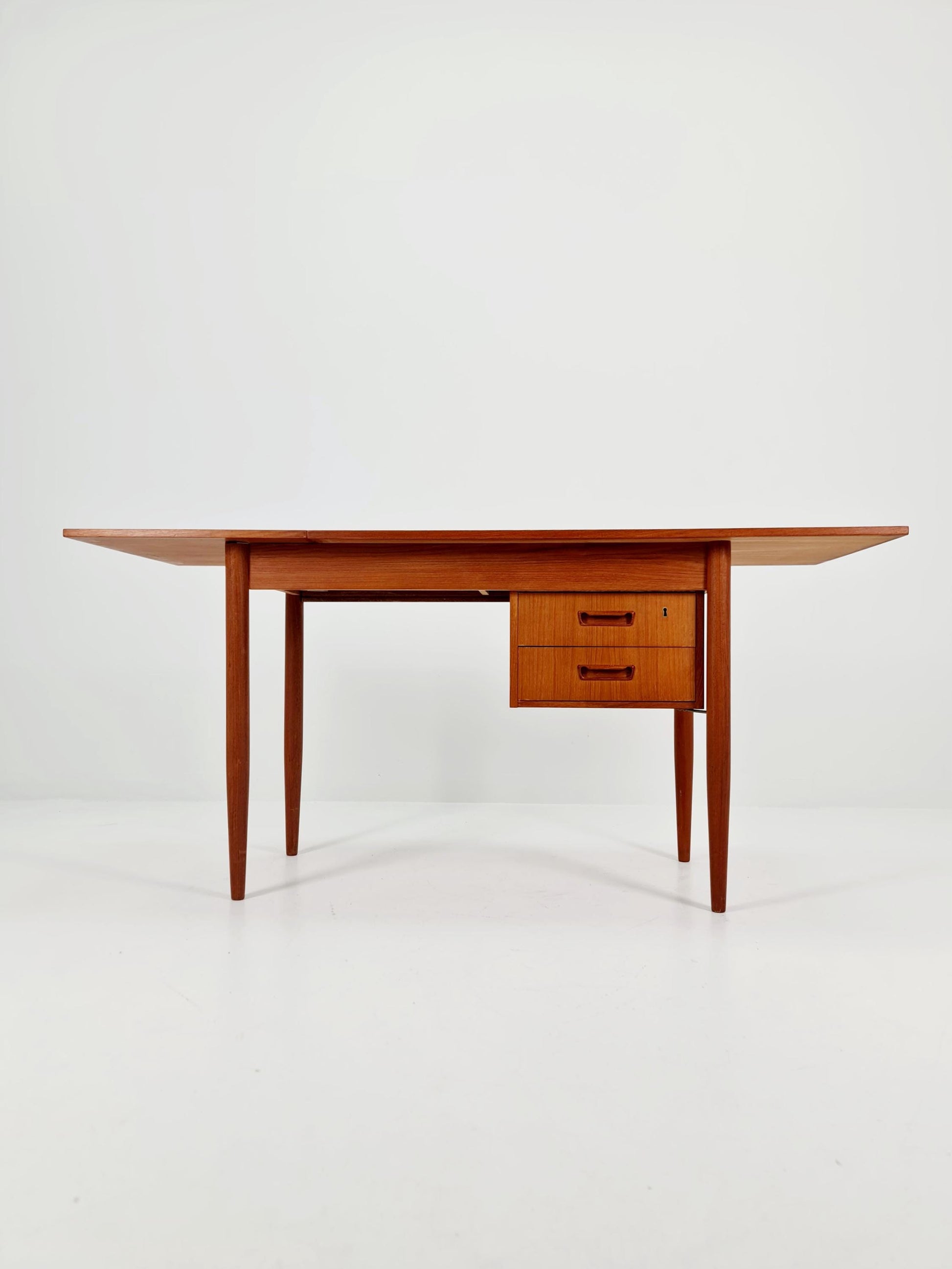Mid century Danish leaf Drop teak desk By Gunnar Nielsen Tibergaard , 1960s