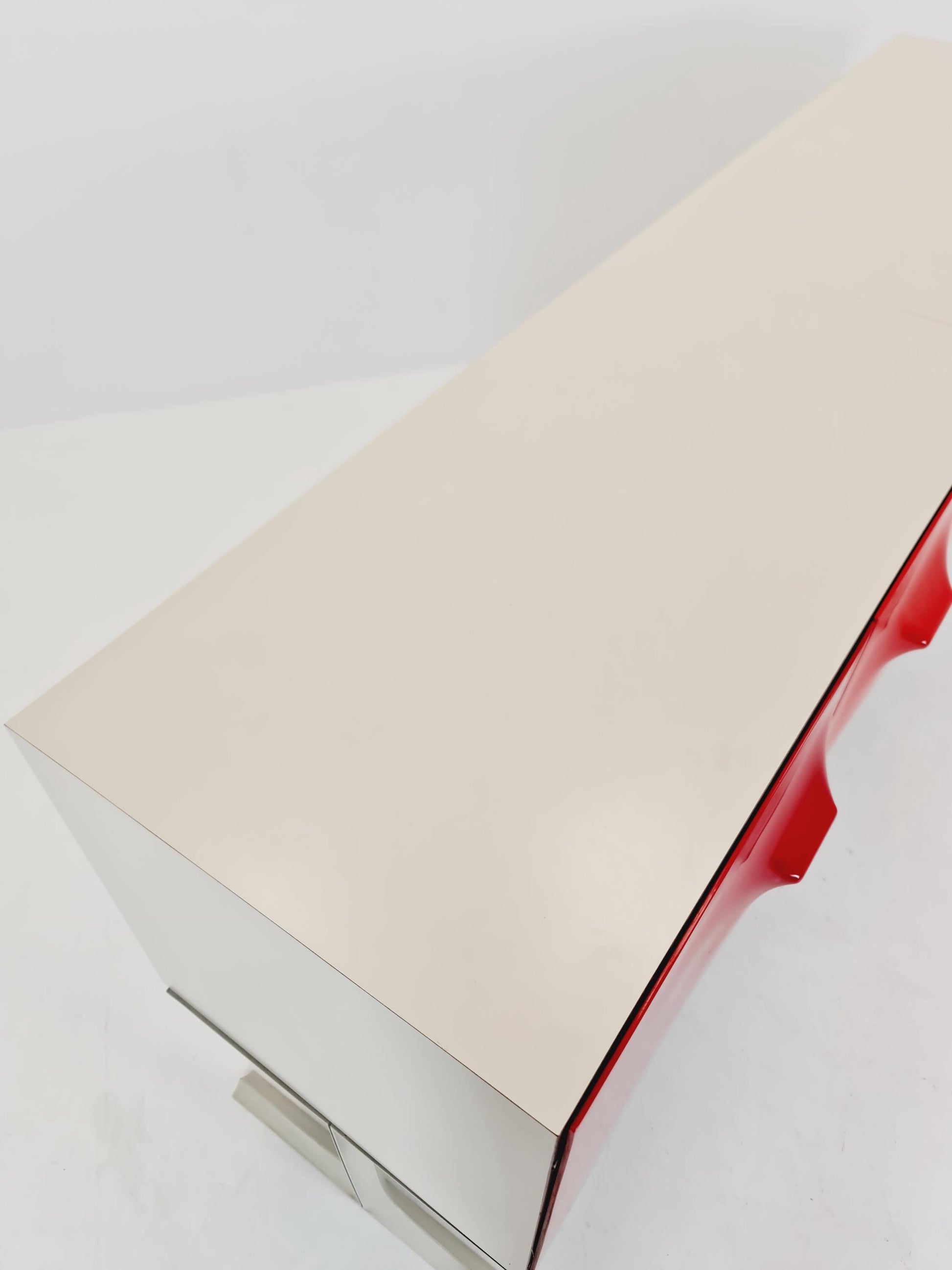 DF2000 Sideboard by Raymond Loewy – Iconic French Design – Red Plastic Doors – 1970s