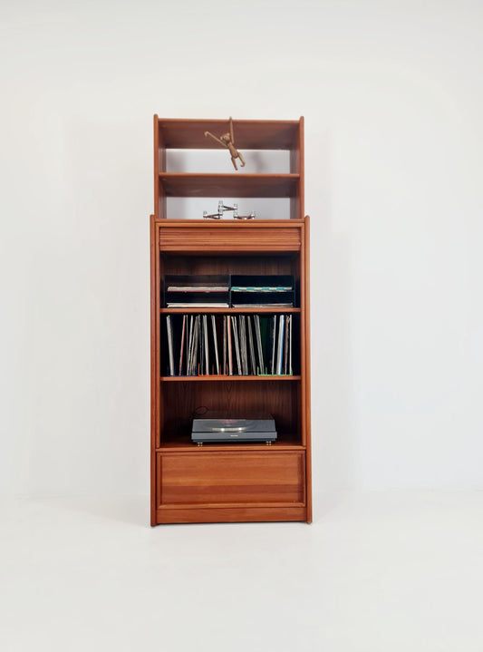 Vintage Danish teak record Roll-Top Cabinet sideboard By Bornholm Möbler , 1960s
