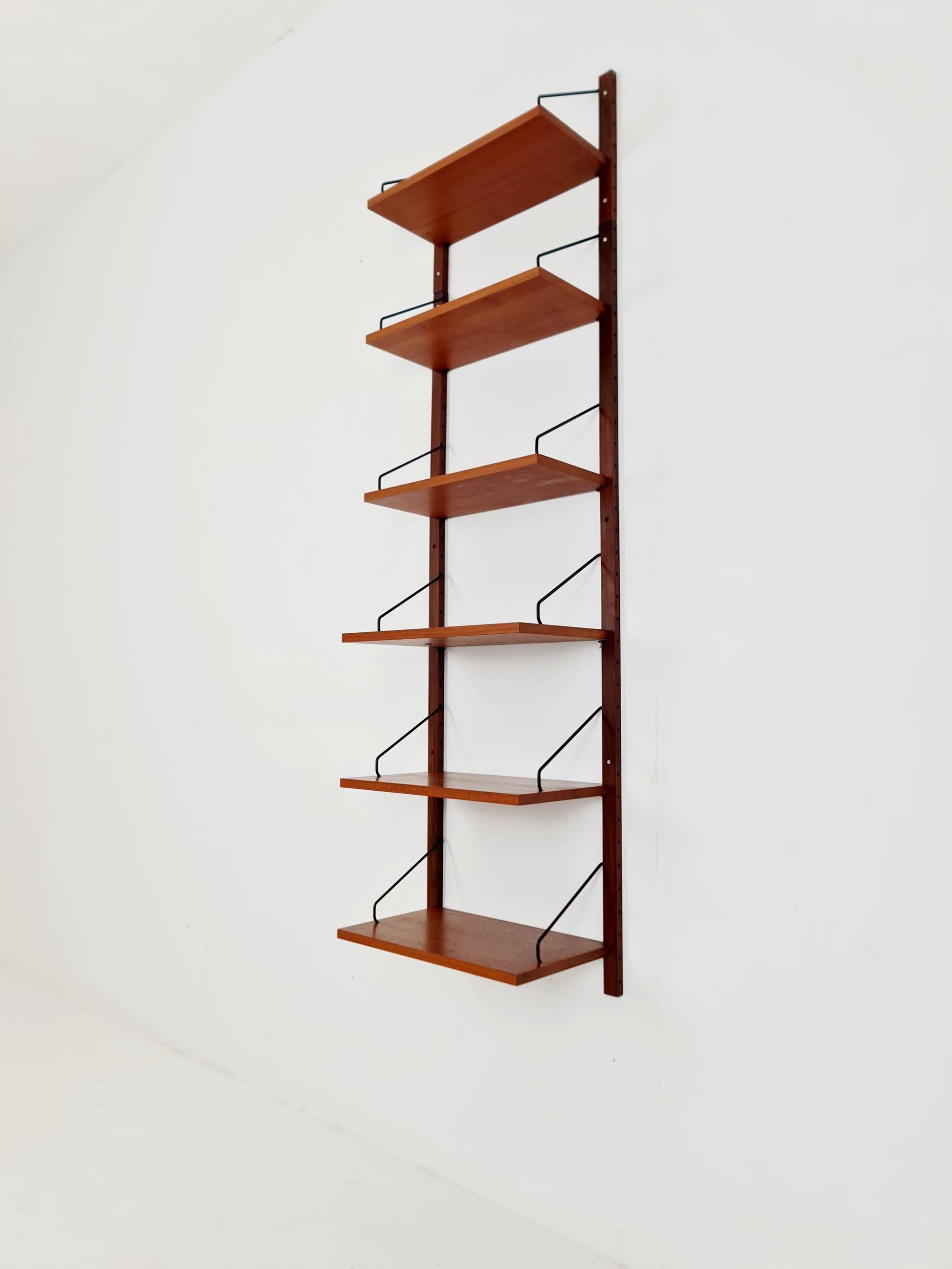 Midcentury Danish Teak Wall-Mounted Shelving Unit, by Royal for Poul Cadovius, 1960s