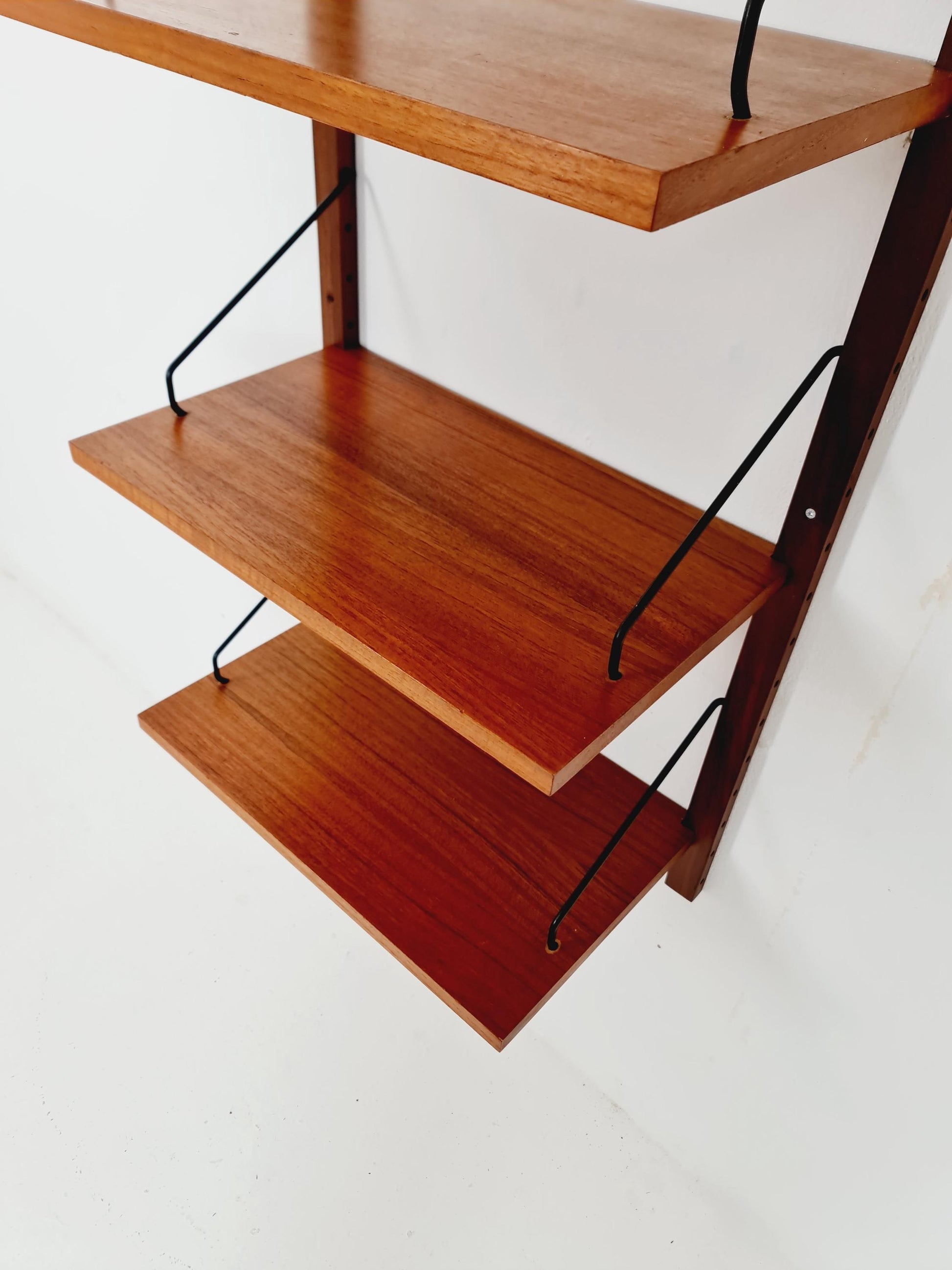 Midcentury Danish Teak Wall-Mounted Shelving Unit, by Royal for Poul Cadovius, 1960s