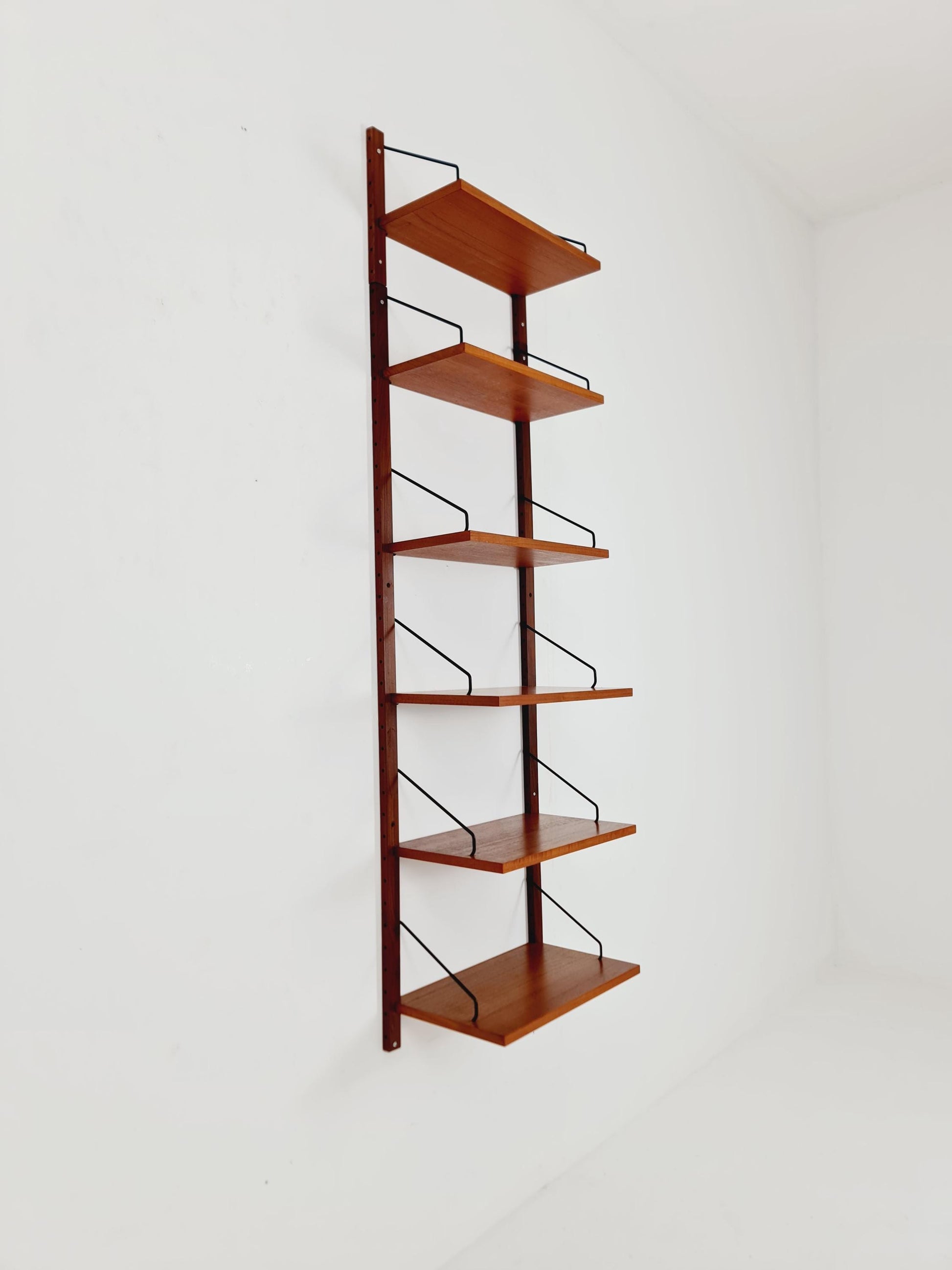 Midcentury Danish Teak Wall-Mounted Shelving Unit, by Royal for Poul Cadovius, 1960s