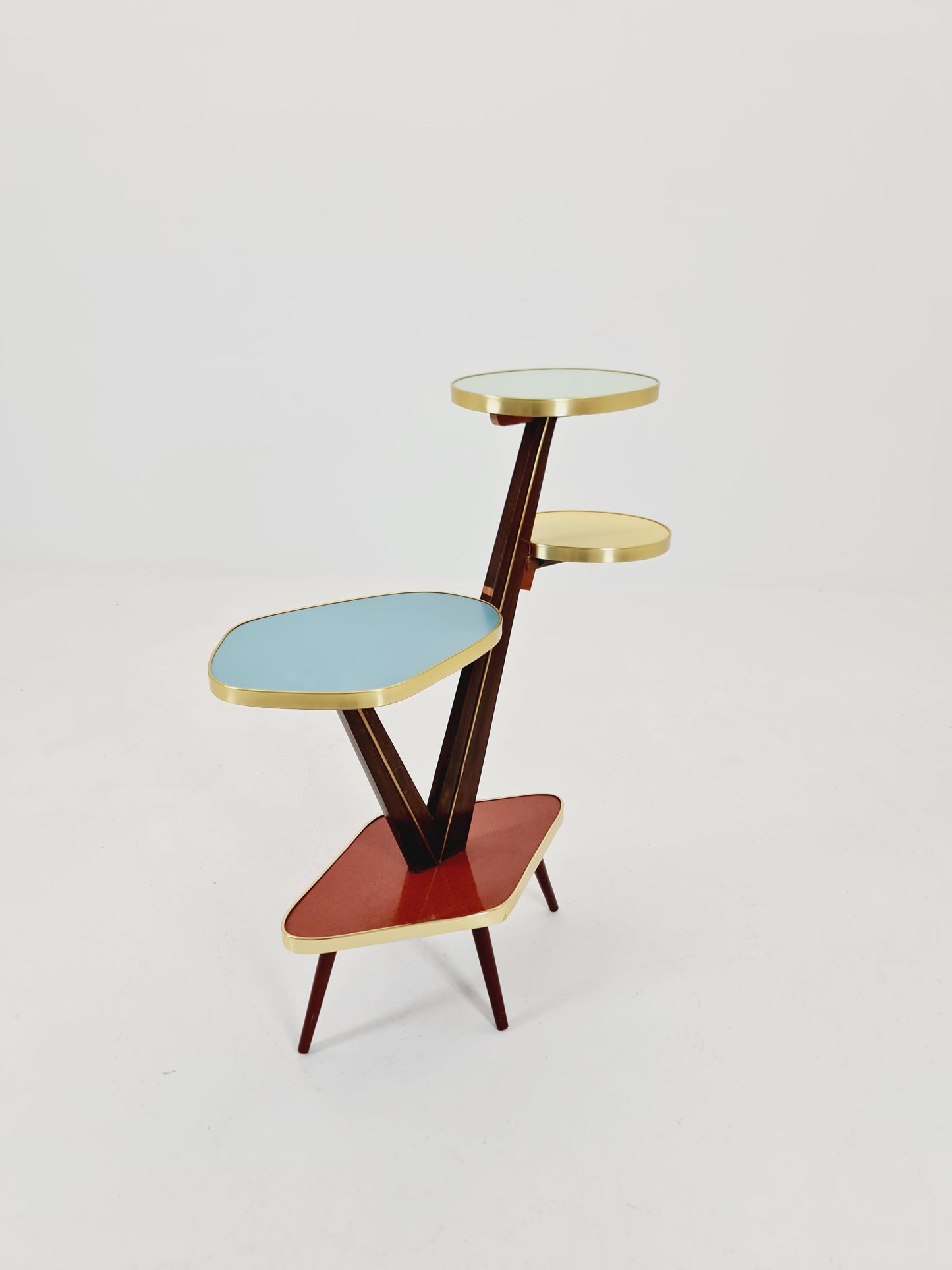 Big 1950s German Plant Stand, Colorful Vintage Mid-Century Minimalist Indoor Plant Stand Side Table Retro flower table