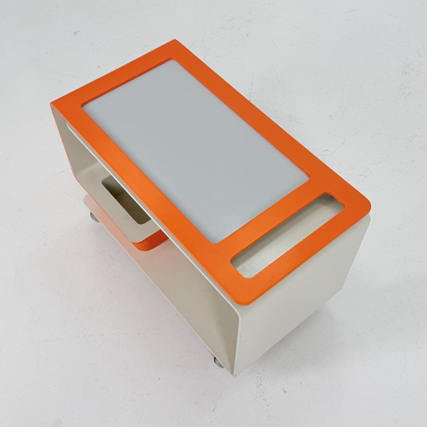 Mid-Century Space Age Orange & White Tea Trolley by John Graz, Germany 1980s